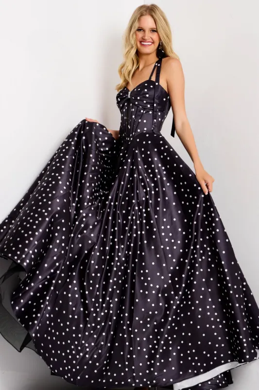 Jovani 49774 Polka Dot Prom Dress With A-Line Silhouette sold by The Gown Galleria