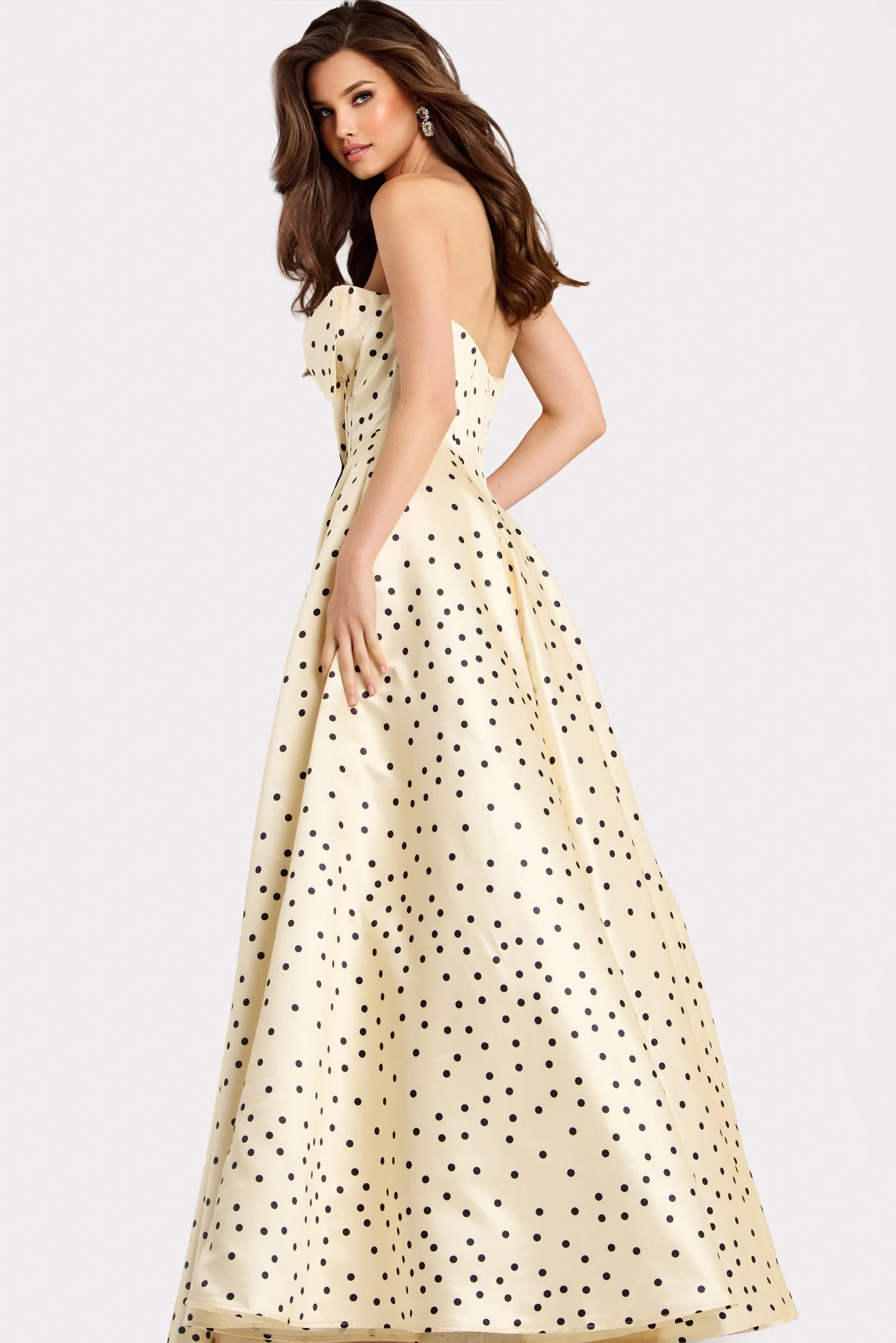 Jovani 49775 Polka Dot Satin A-Line Prom Dress sold by The Gown Galleria product image thumbnail 2
