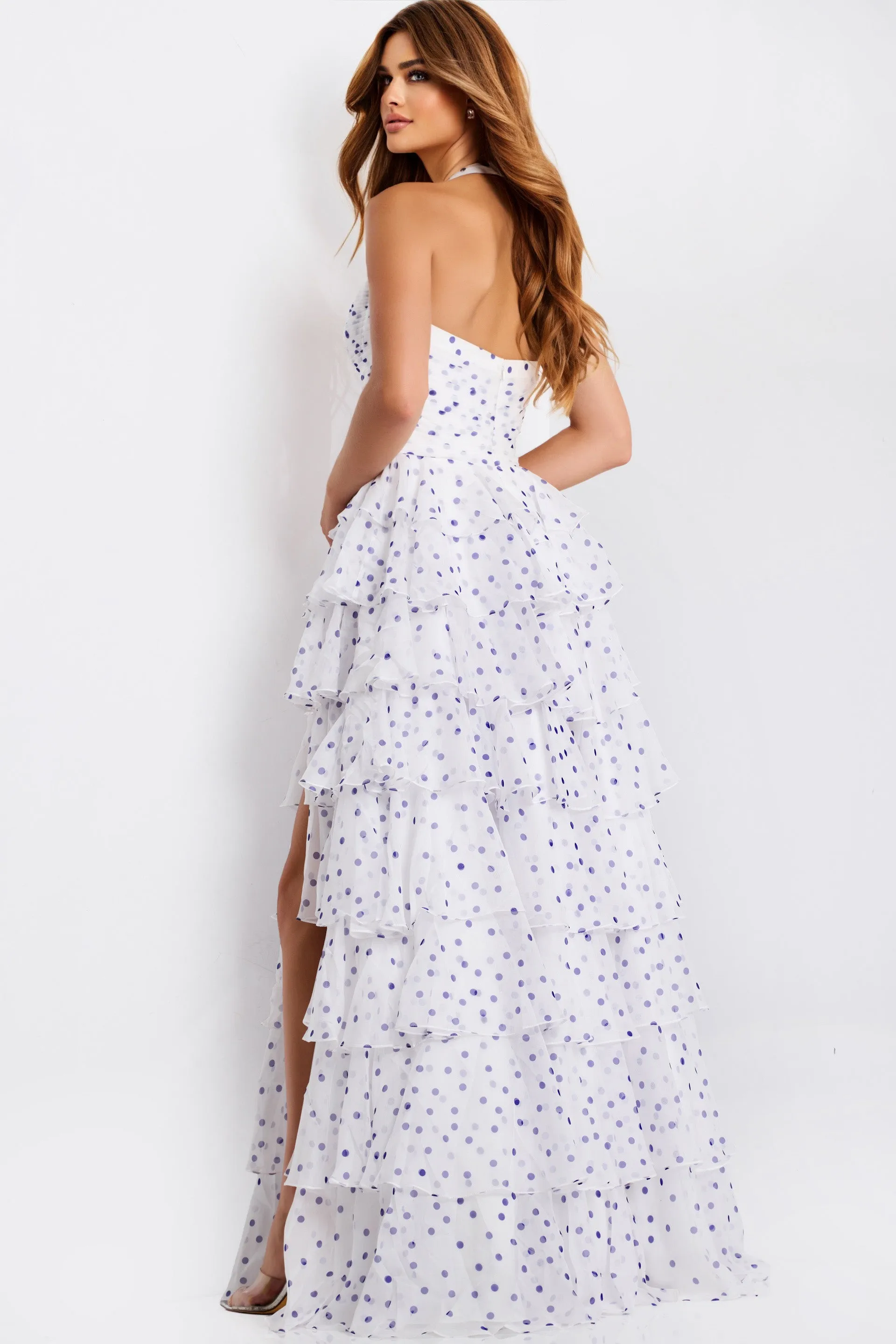 Jovani 49776 Polka Dot A-Line Prom Dress With Tiered Skirt sold by The Gown Galleria product image thumbnail 2