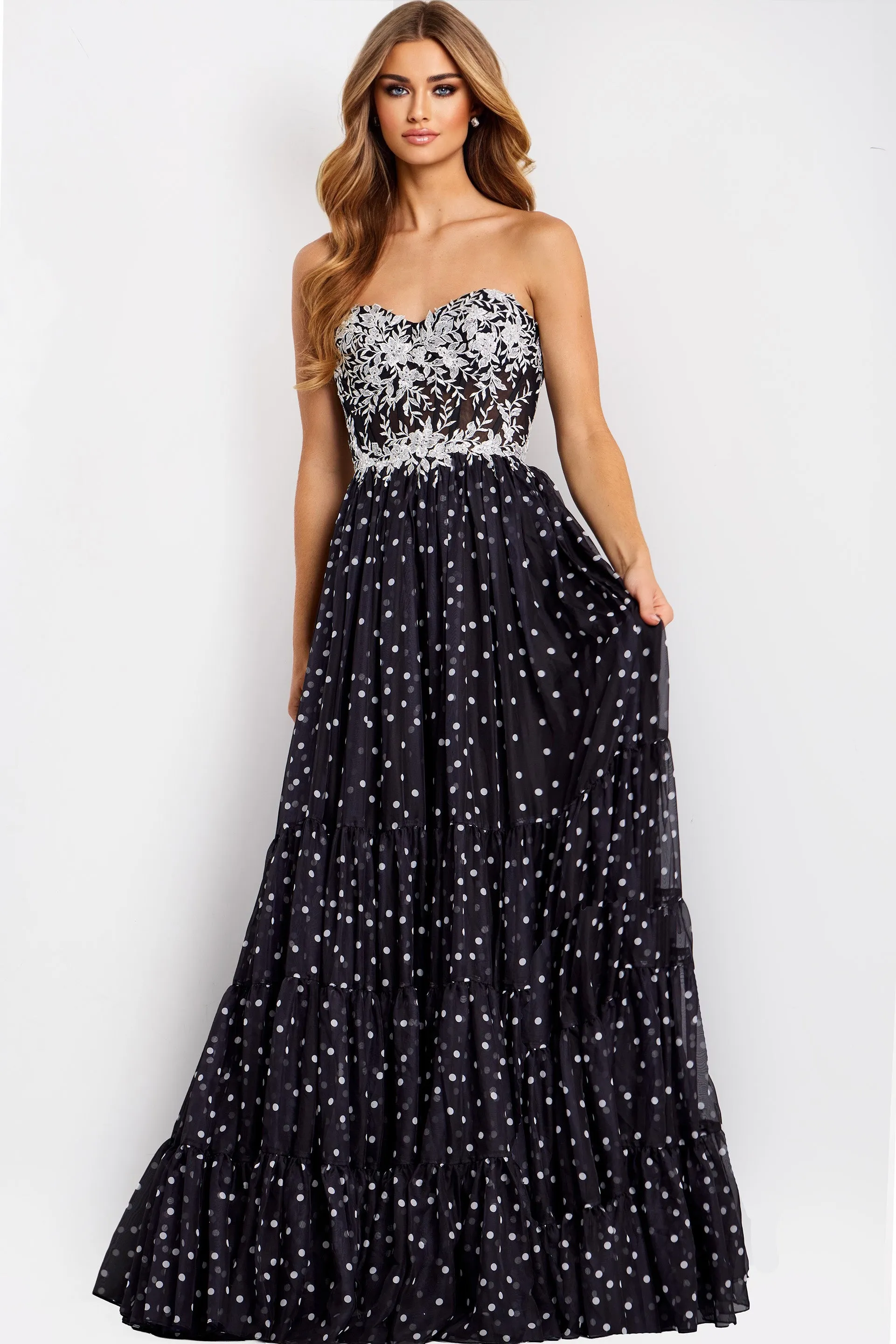 Jovani 49086 Sweetheart Prom Dress With Polka Dot Skirt sold by The Gown Galleria product image thumbnail 3
