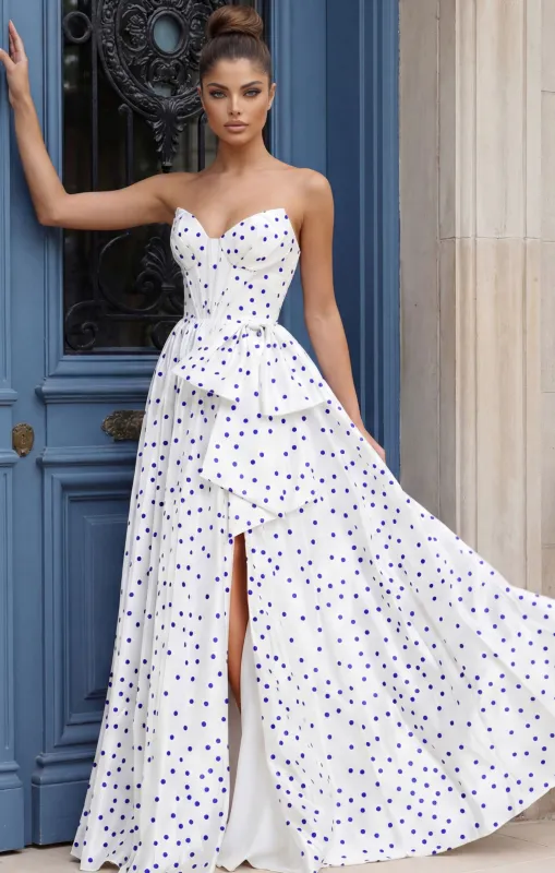 Jovani 49899 Polka Dot Prom Dress With V-Neckline Silhouette sold by The Gown Galleria