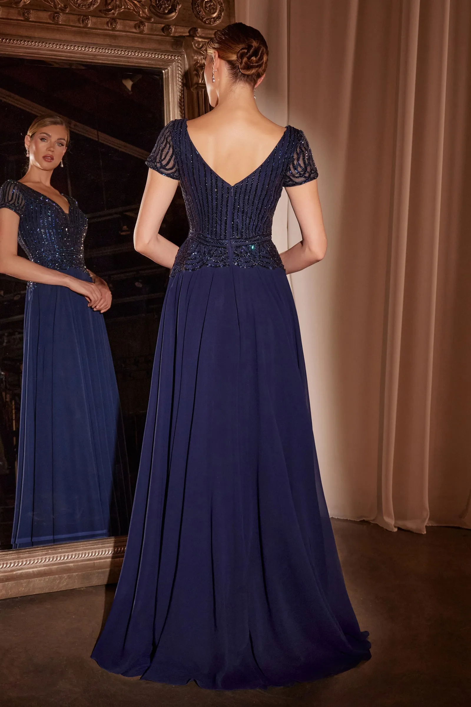 Cinderella Divine CL07 Evening Gown A-Line Deep V-Neckline sold by The Gown Galleria product image thumbnail 2