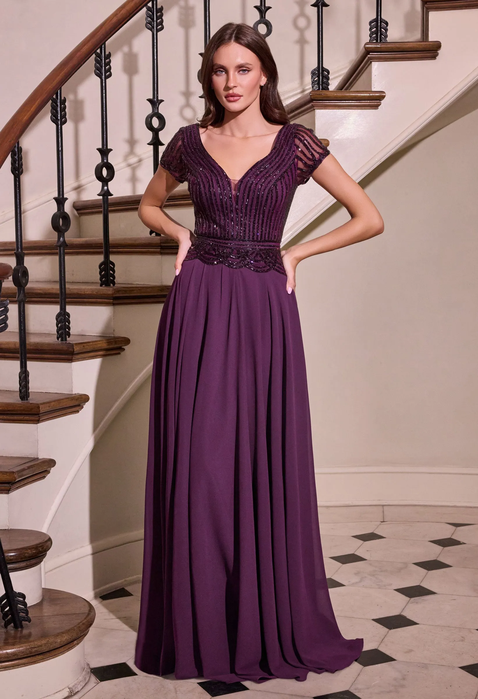 Cinderella Divine CL07 Evening Gown A-Line Deep V-Neckline sold by The Gown Galleria product image thumbnail 3