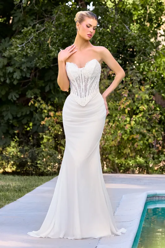 Cinderella Divine CD683W Evening Gown with Strapless Neckline sold by The Gown Galleria