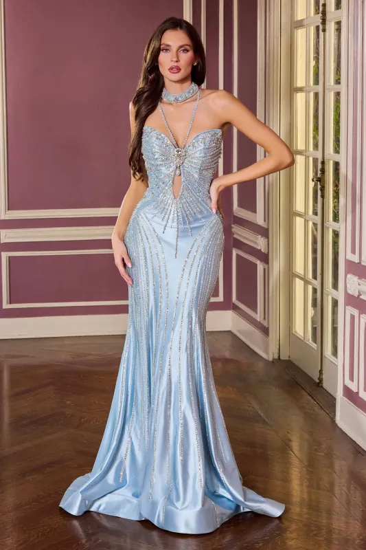Cinderella Divine CM391 Evening Gown with Halter Neckline made by The Gown Galleria