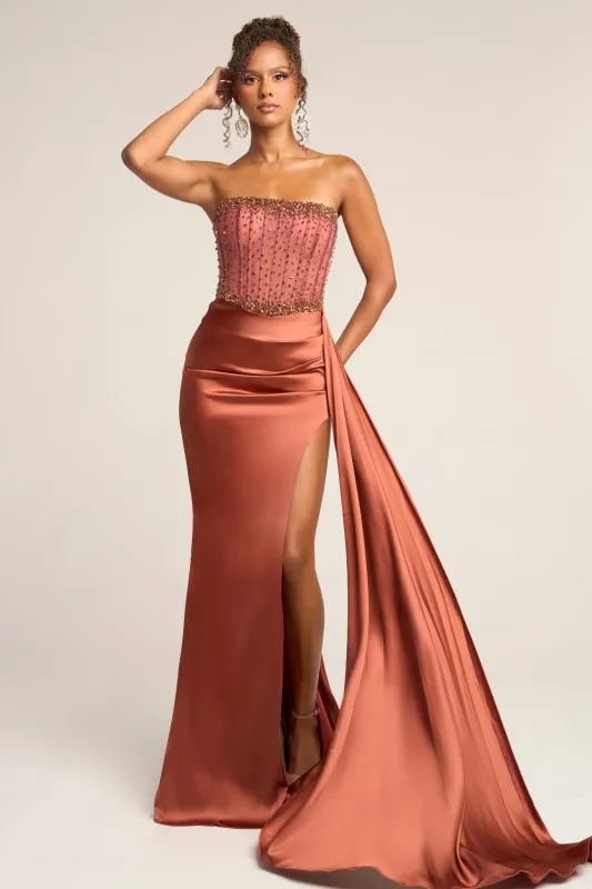 Portia & Scarlett XO040 Straight Neckline Evening Gown sold by The Gown Galleria