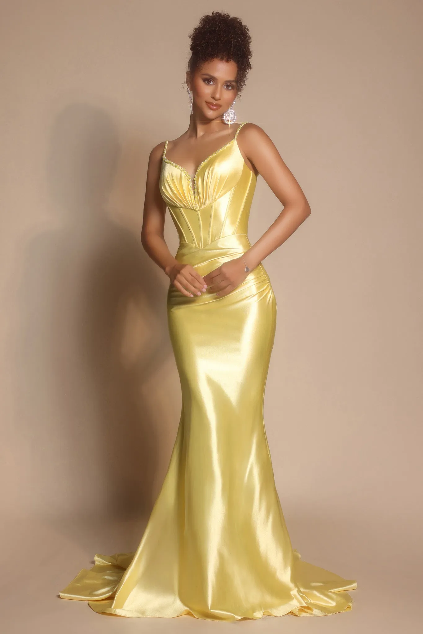 Portia & Scarlett XO042 Beaded Strap Ruched Prom Dress sold by The Gown Galleria product image thumbnail 4