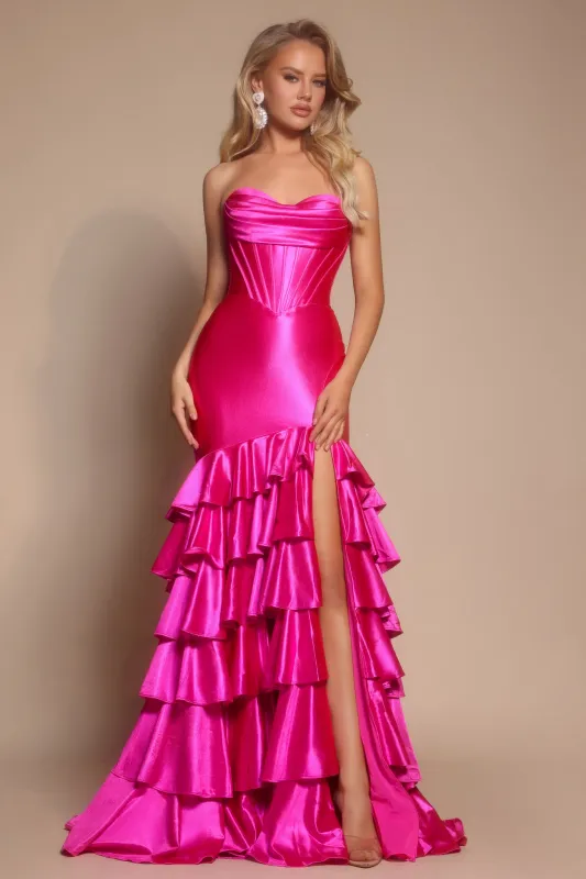 Portia & Scarlett XO085 Mermaid With Ruffled Tier Evening Gown sold by The Gown Galleria