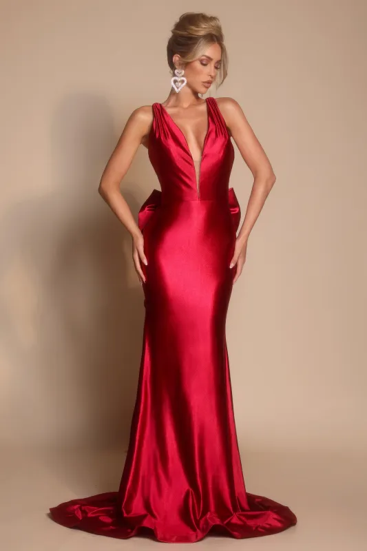 Portia & Scarlett XO095 Plunging V-Neck Evening Gown sold by The Gown Galleria
