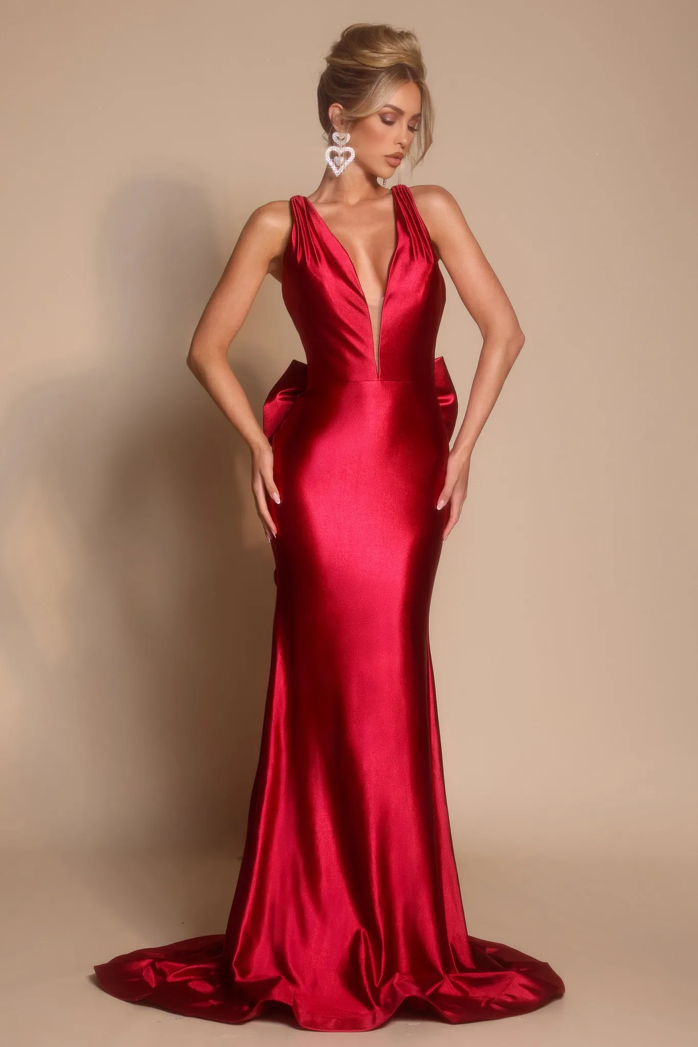 Portia & Scarlett XO095 Plunging V-Neck Evening Gown sold by The Gown Galleria