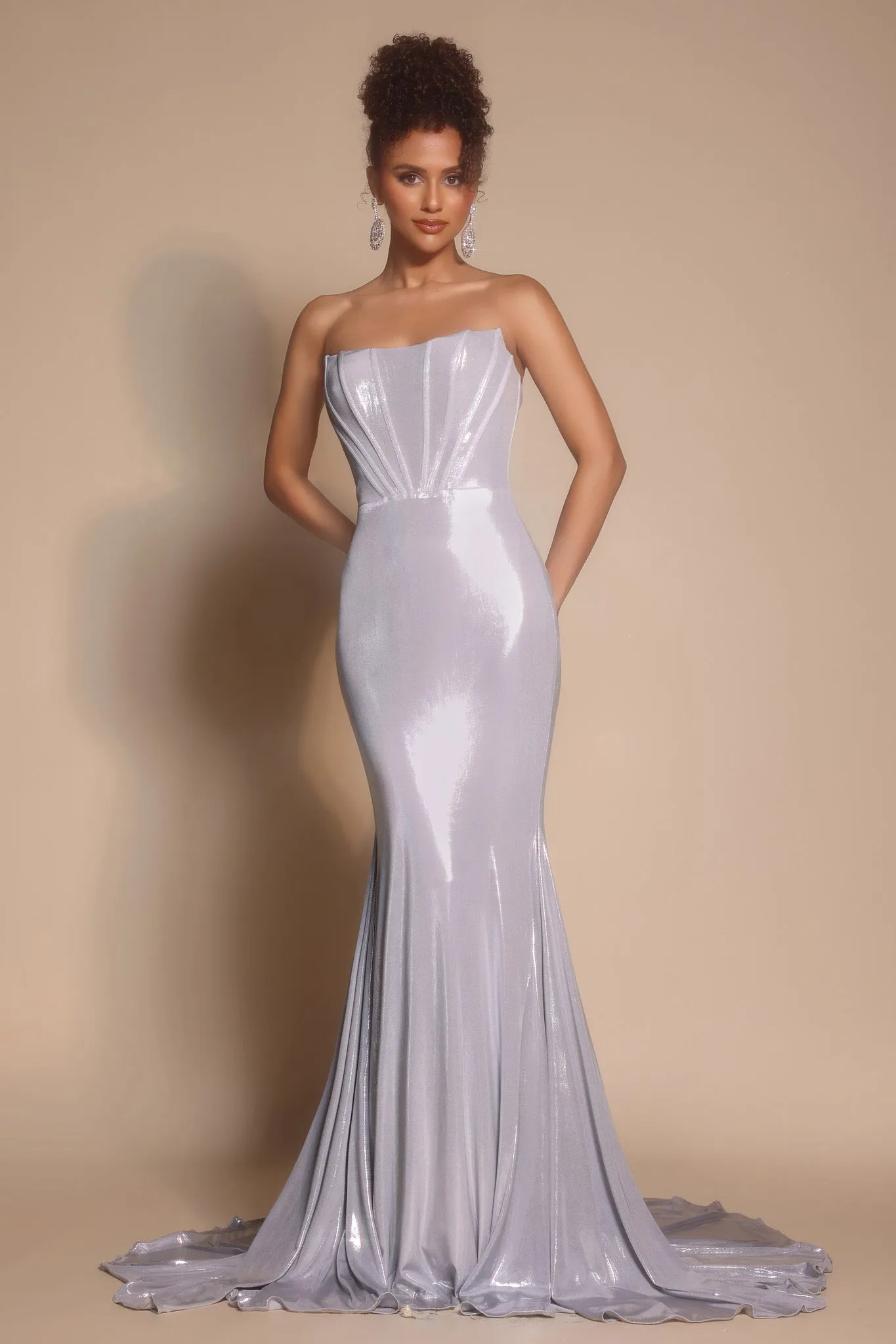 Portia & Scarlett XO097 Strapless Shiny Mermaid Prom Dress sold by The Gown Galleria product image thumbnail 5