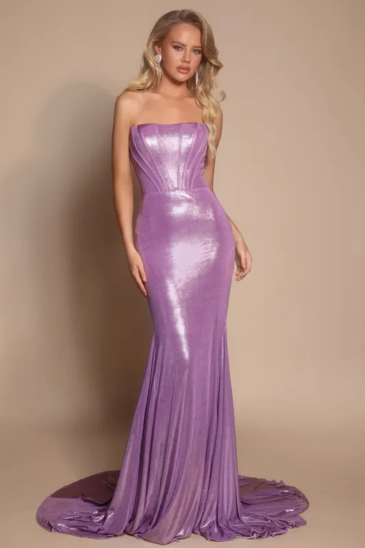 Portia & Scarlett XO097 Strapless Shiny Mermaid Prom Dress sold by The Gown Galleria