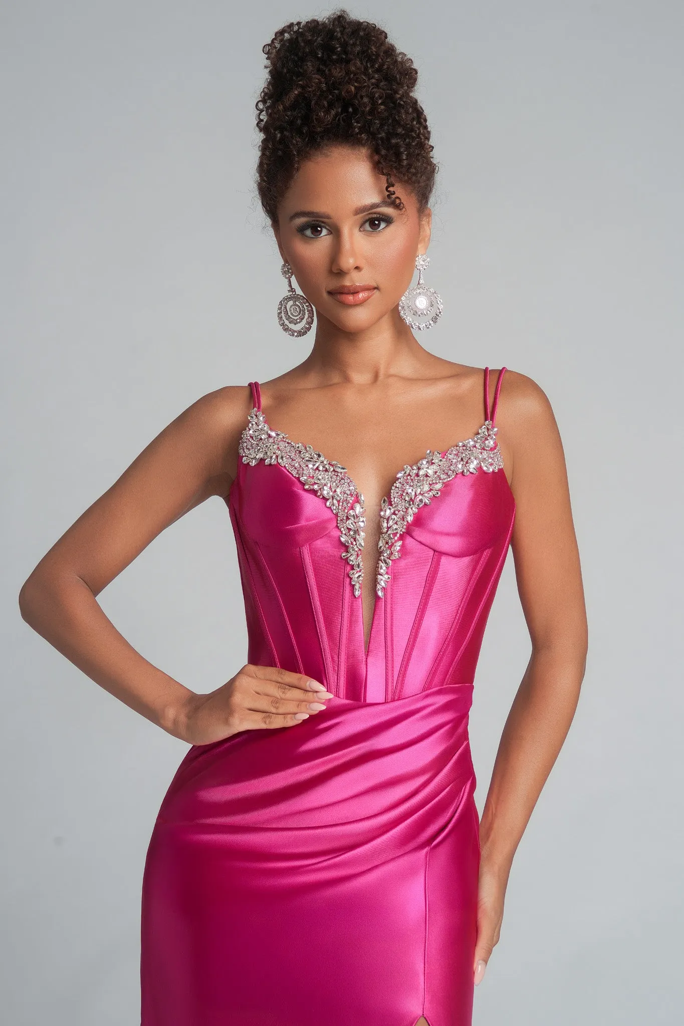 Portia & Scarlett XO105 Vibrant Satin Corset Prom Dress sold by The Gown Galleria product image thumbnail 3
