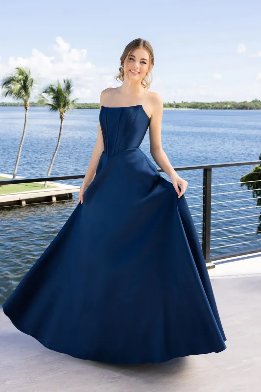 Portia & Scarlett XO124 Strapless A-Line Silhouette Evening Gown sold by The Gown Galleria
