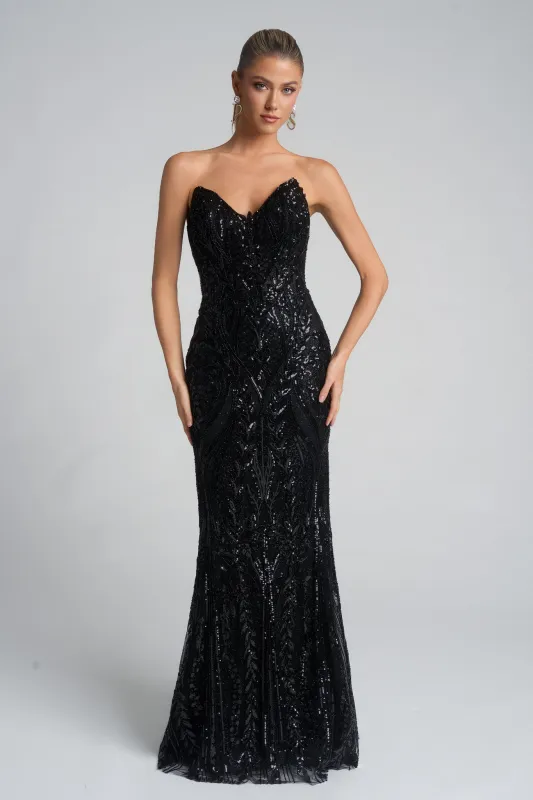 Portia & Scarlett XO134 V-Neckline Sheath Evening Gown sold by The Gown Galleria