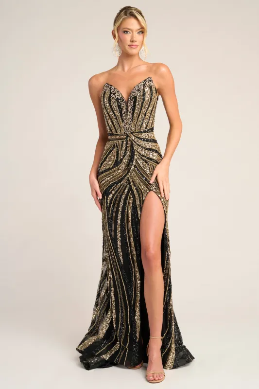 Portia & Scarlett PS26418C Strapless Beaded Prom Dress sold by The Gown Galleria