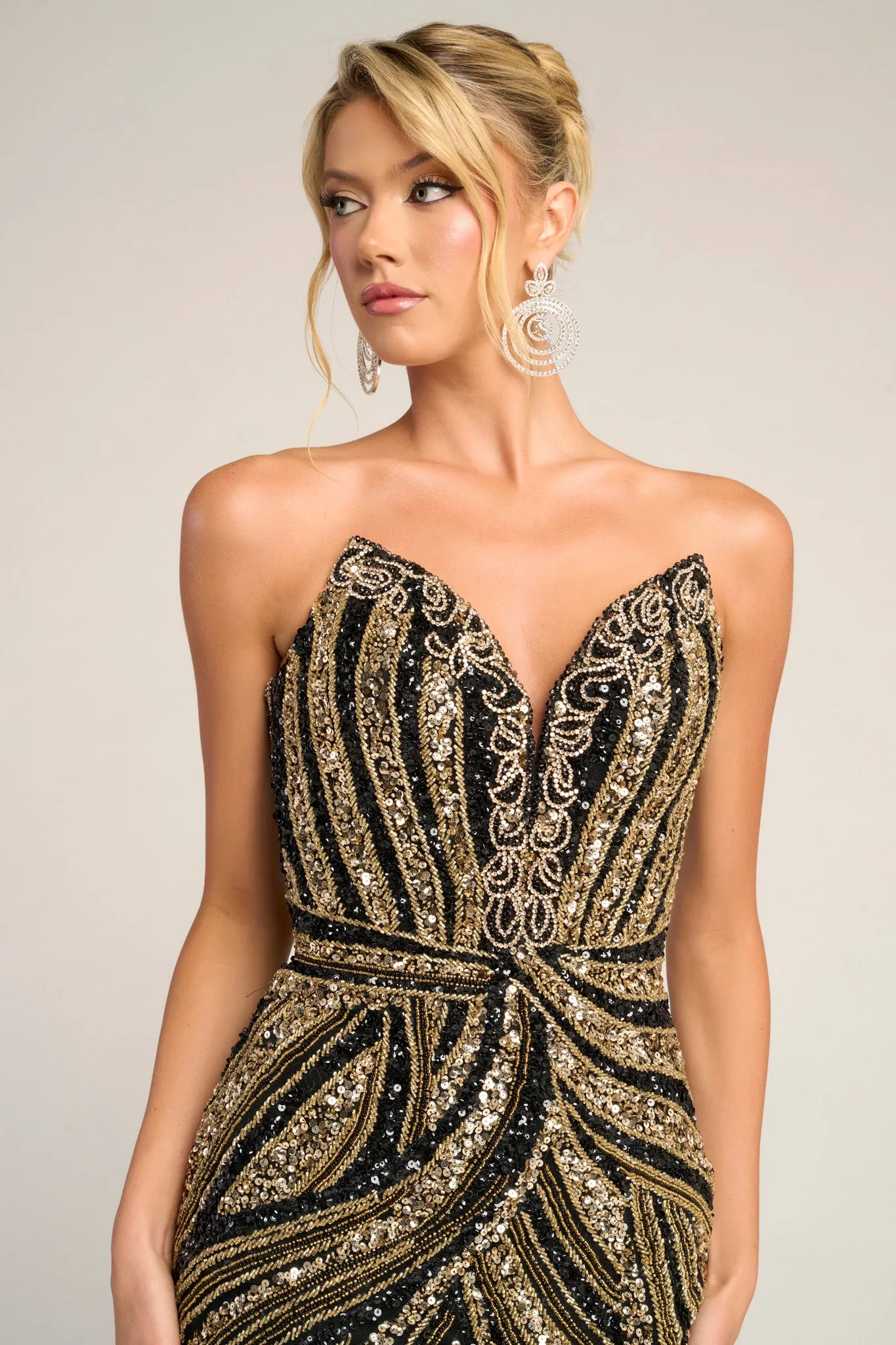 Portia & Scarlett PS26418C Strapless Beaded Prom Dress sold by The Gown Galleria product image thumbnail 3