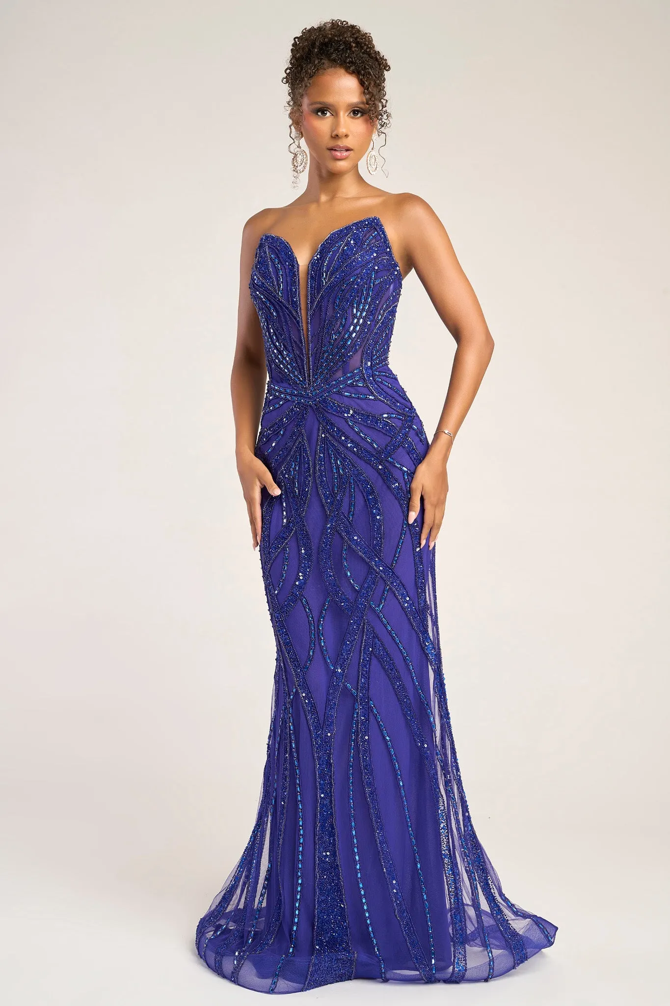 Portia & Scarlett PS26423C Evening Gown Sheer Beaded Strapless sold by The Gown Galleria product image thumbnail 3