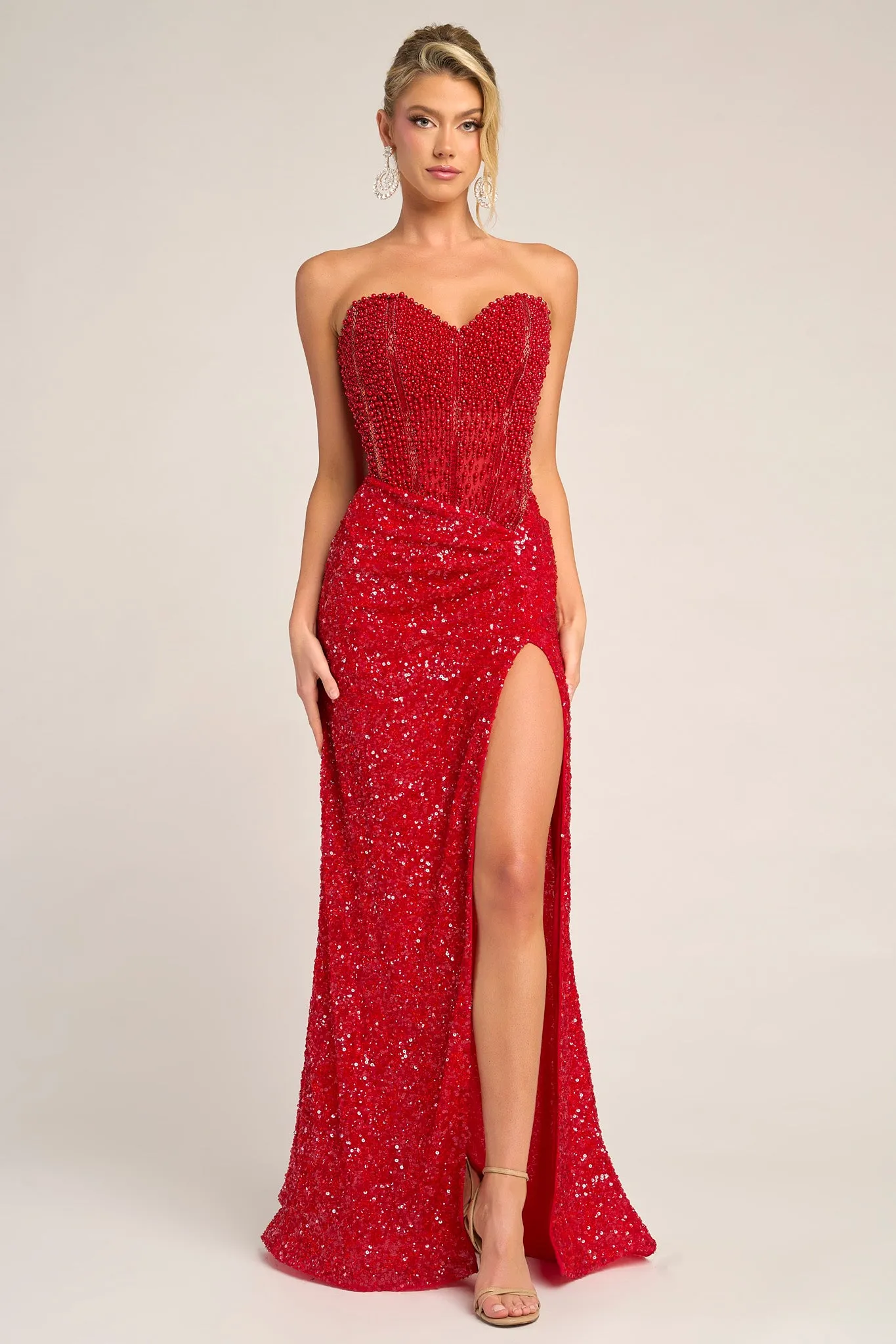 Portia & Scarlett PS26432C Beaded Corset Sweetheart Prom Dress sold by The Gown Galleria product image thumbnail 4