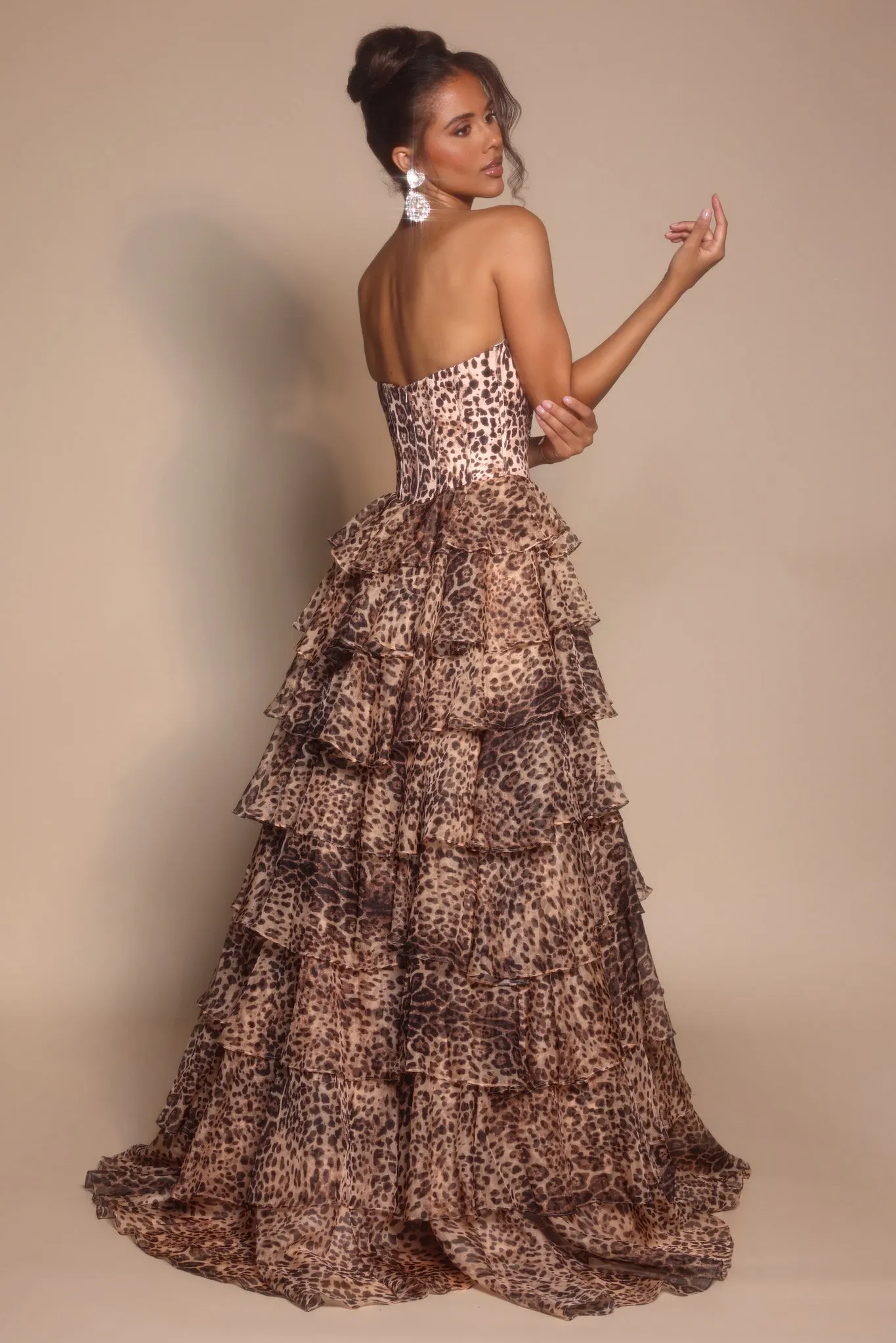Portia & Scarlett PS26098 Tiered Skirt Animal Print Prom Dress sold by The Gown Galleria product image thumbnail 2