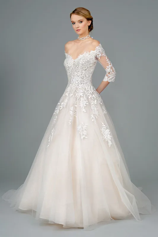 GLS BY GLORIA GL1803 Embroidered Off-Shoulder A-line Gown made by The Gown Galleria