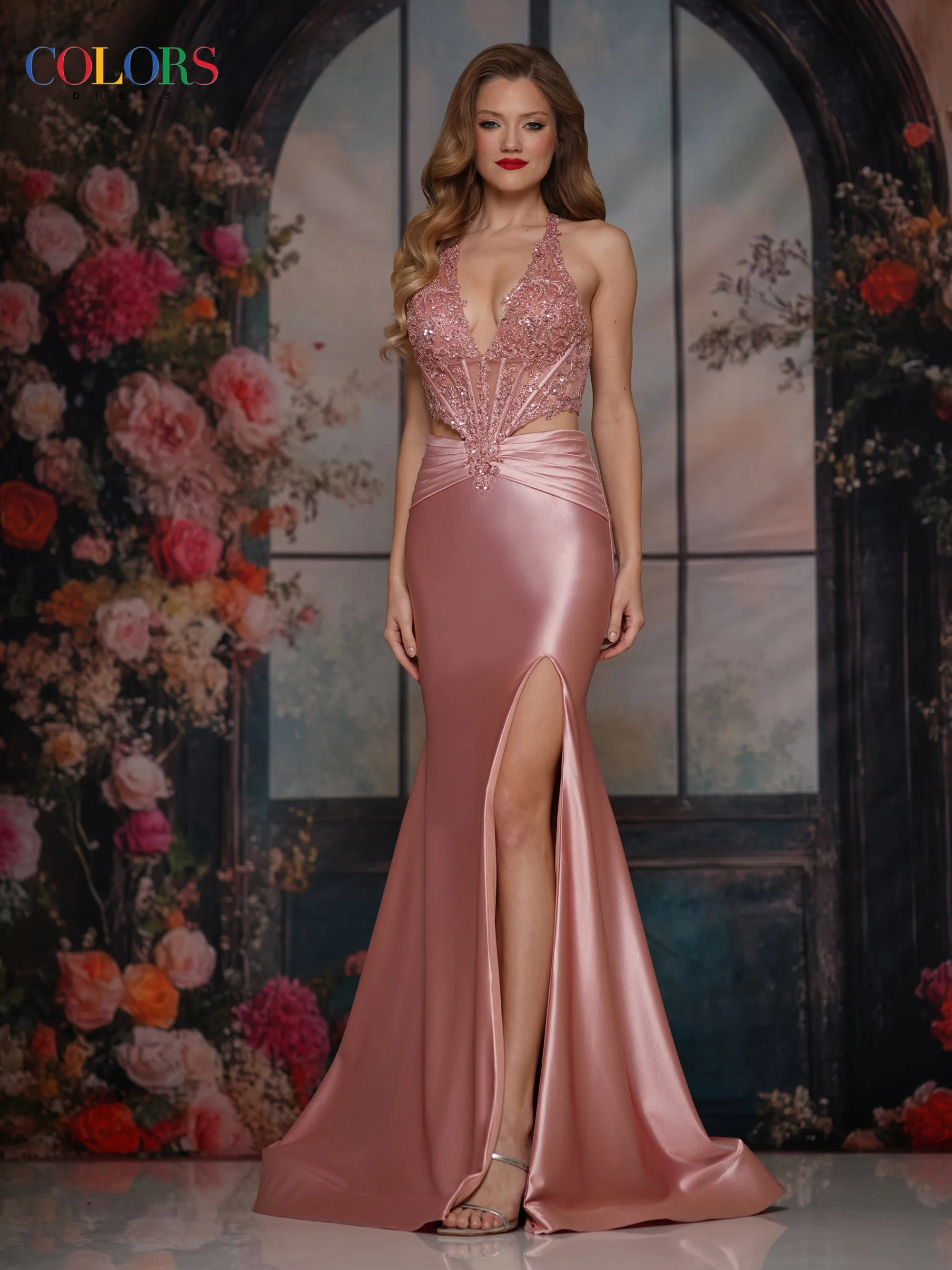 Colors Dress 3918 Cutout Midriff Evening Gown sold by The Gown Galleria product image thumbnail 2