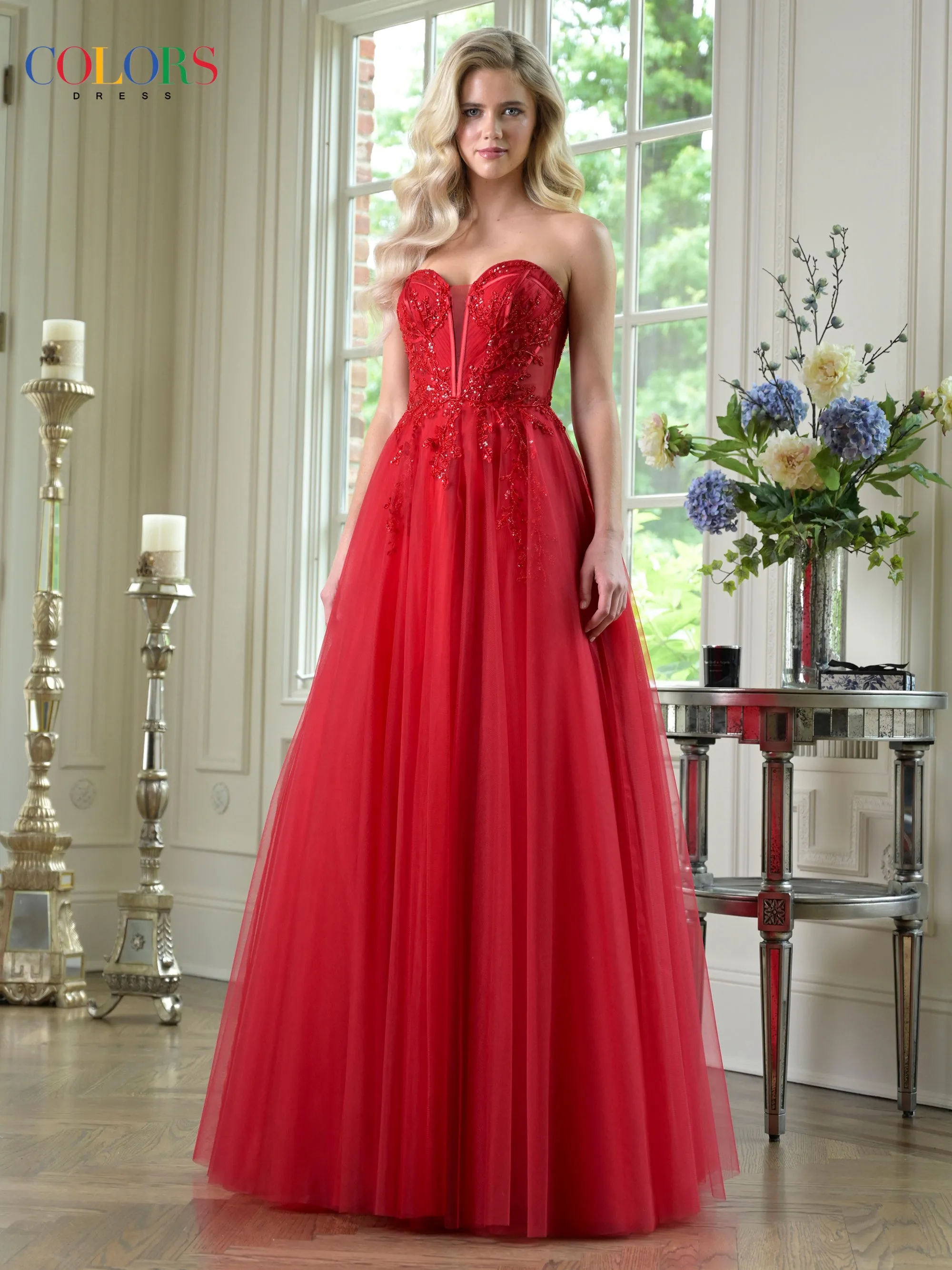 Colors Dress 3923 Plunging Sweetheart Neckline Evening Gown sold by The Gown Galleria product image thumbnail 4