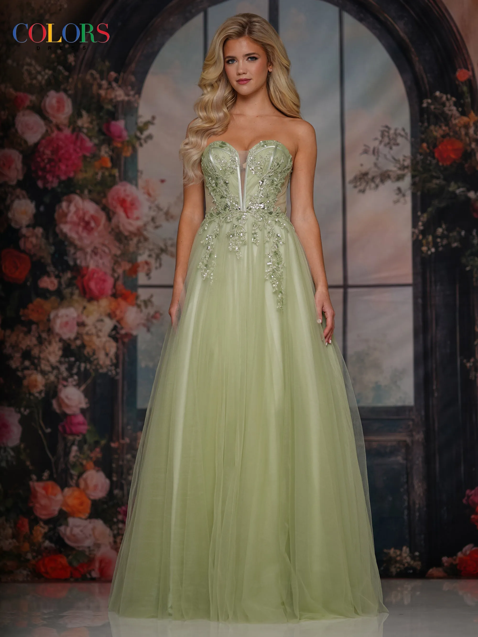 Colors Dress 3923 Plunging Sweetheart Neckline Evening Gown sold by The Gown Galleria
