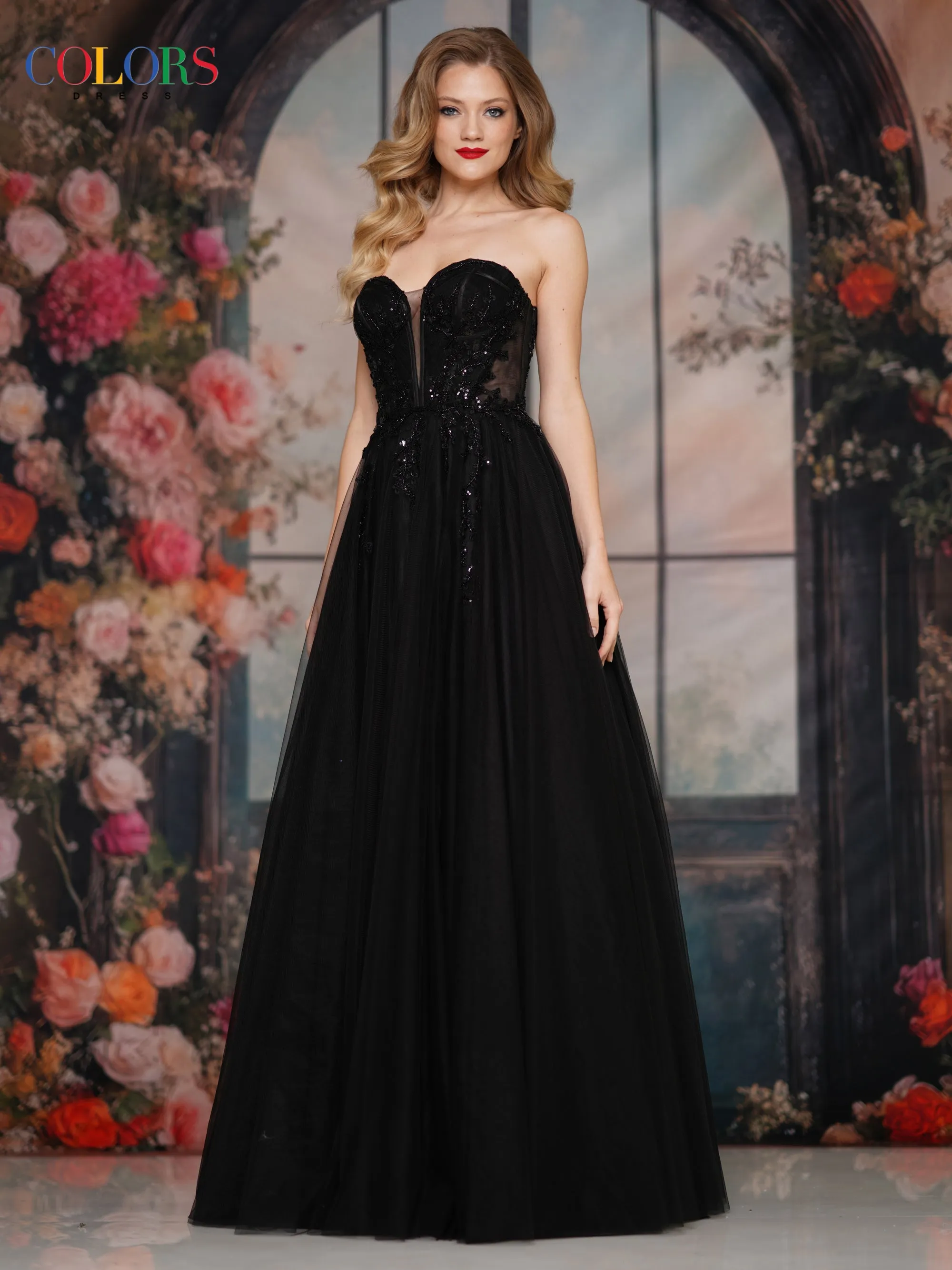 Colors Dress 3923 Plunging Sweetheart Neckline Evening Gown sold by The Gown Galleria product image thumbnail 3