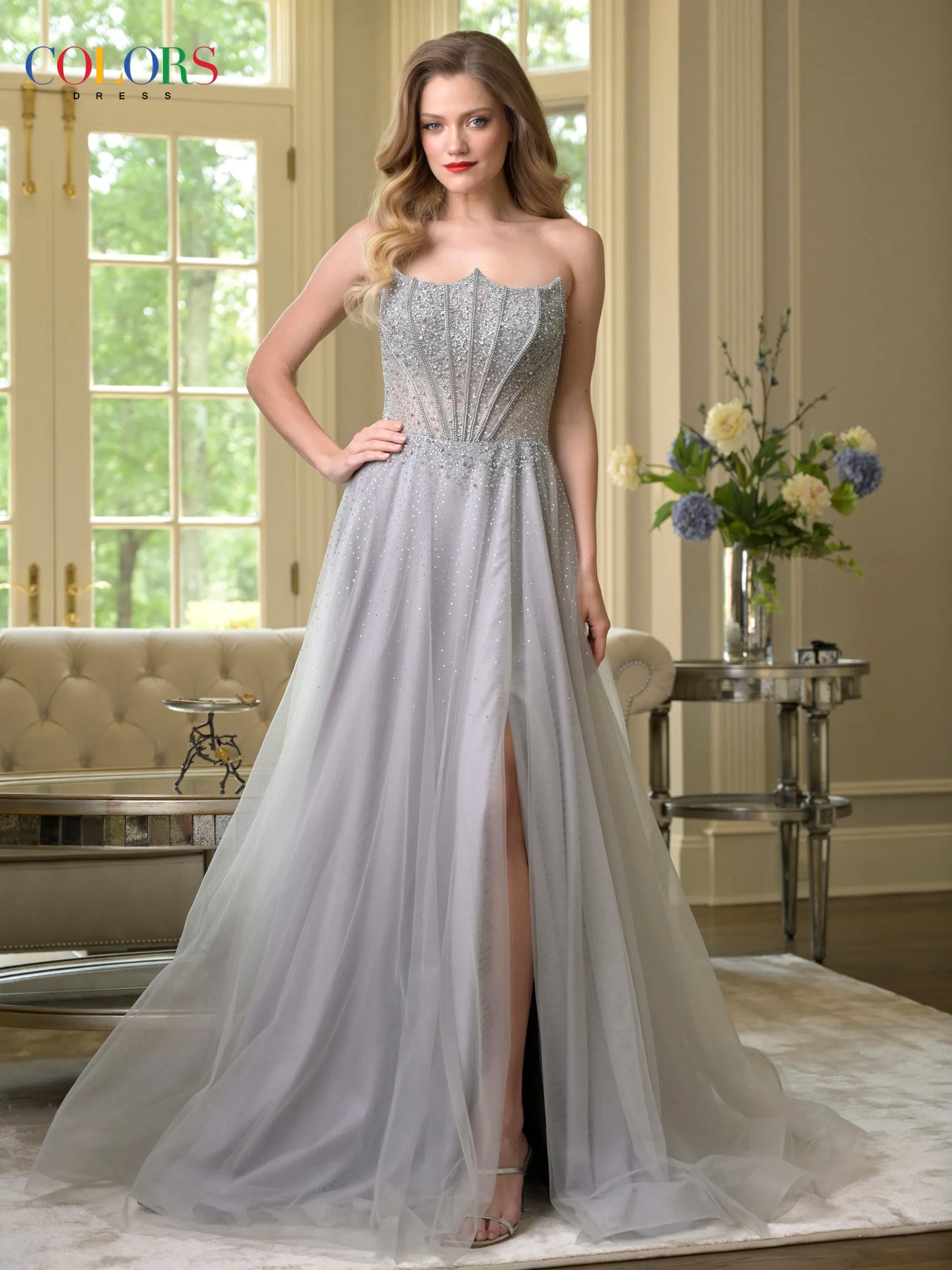 Colors Dress 3879 A-Line Cape Overlay Evening Gown sold by The Gown Galleria product image thumbnail 2