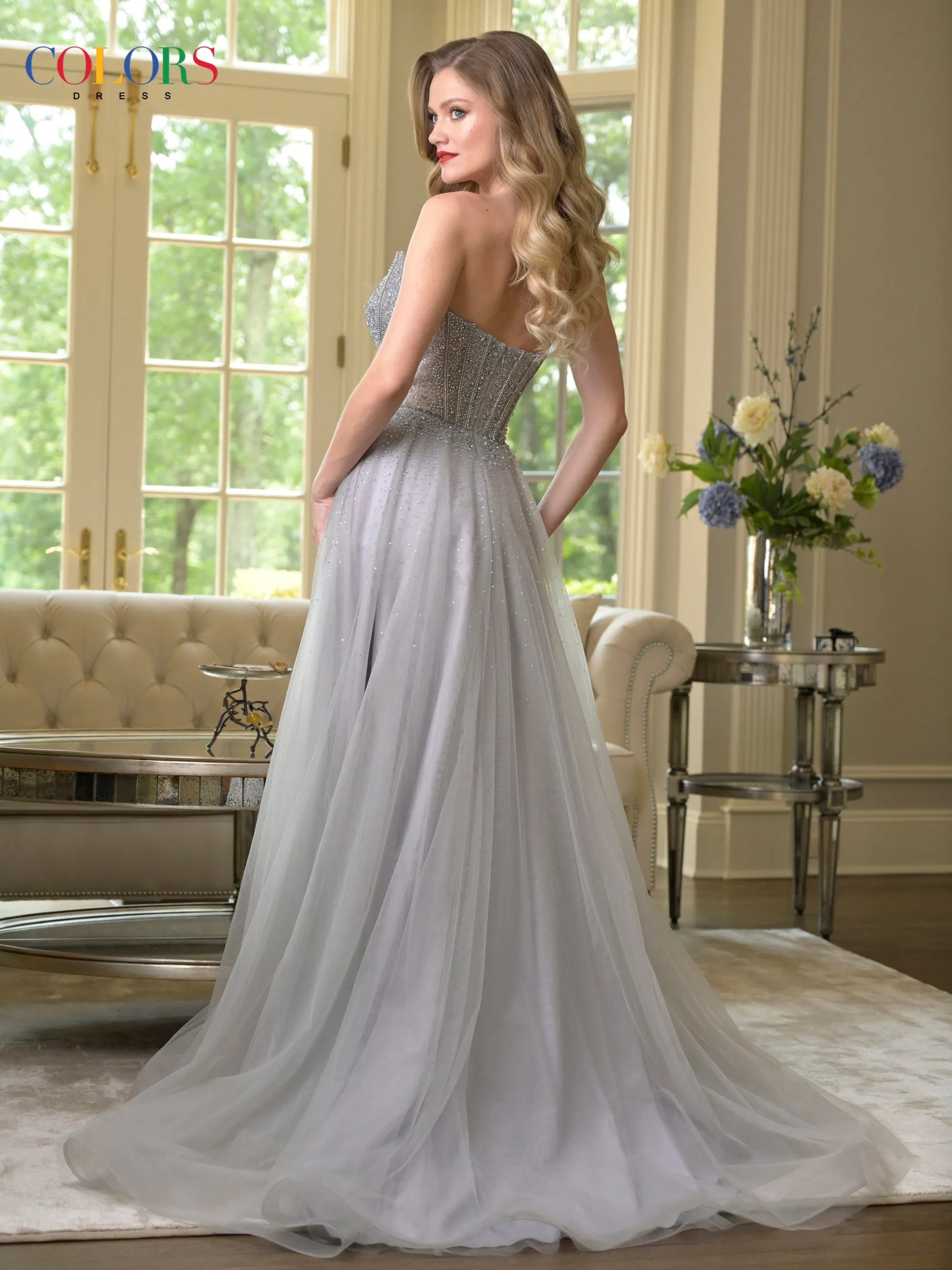 Colors Dress 3879 A-Line Cape Overlay Evening Gown sold by The Gown Galleria product image thumbnail 3