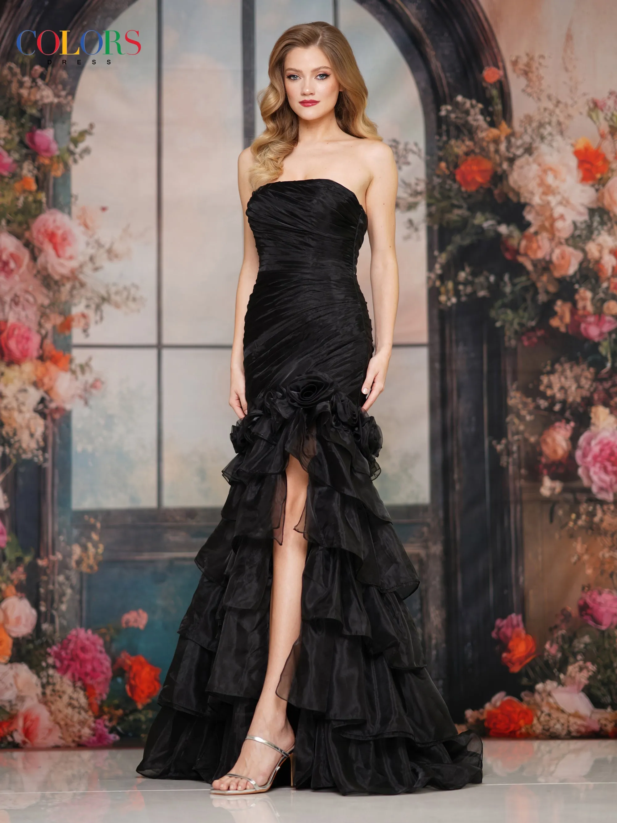 Colors Dress 3882 Strapless Tiered Ruffle Evening Gown sold by The Gown Galleria product image thumbnail 5