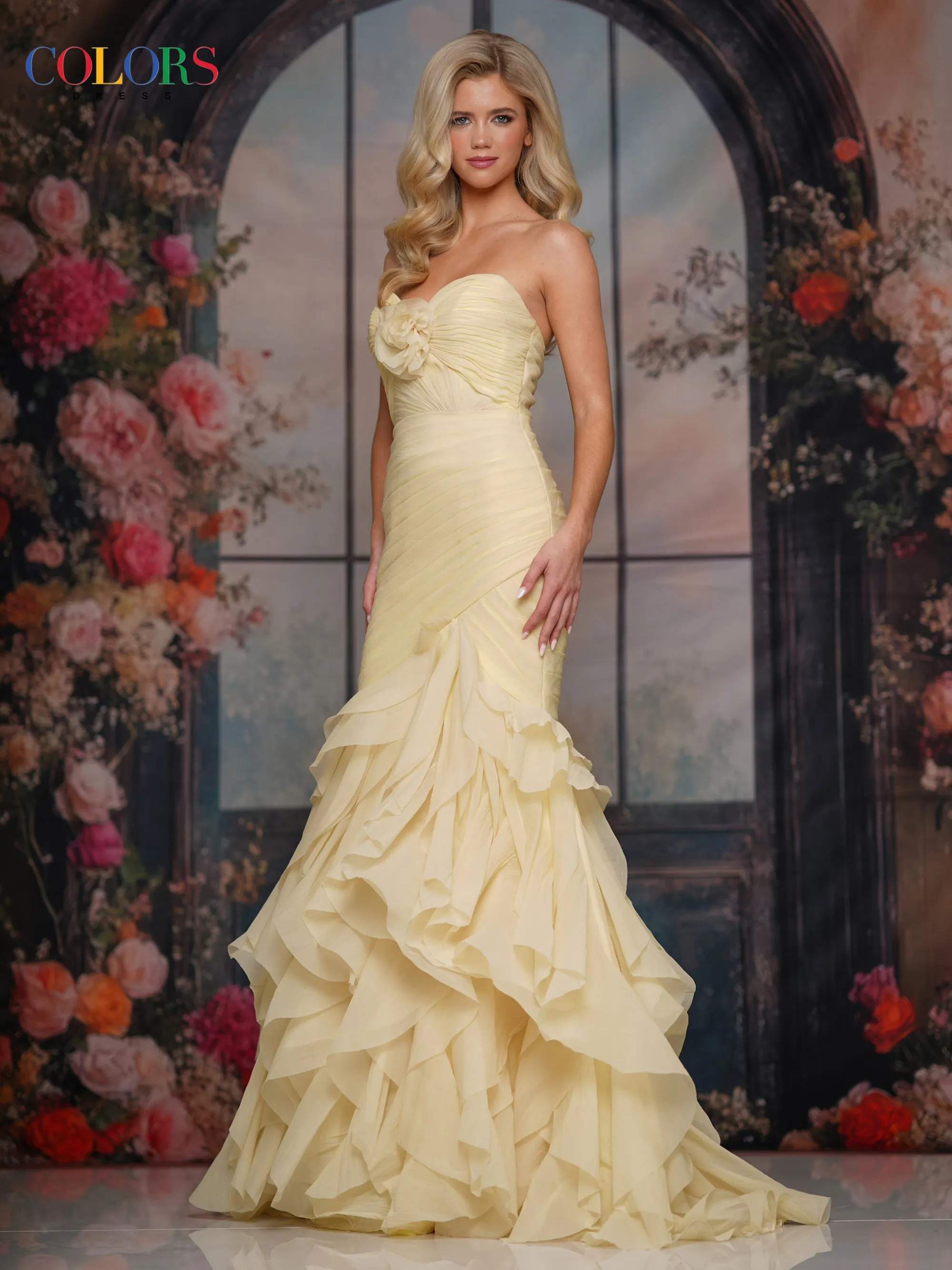 Colors Dress 3886 Strapless Ruffled Mermaid Evening Gown sold by The Gown Galleria product image thumbnail 2