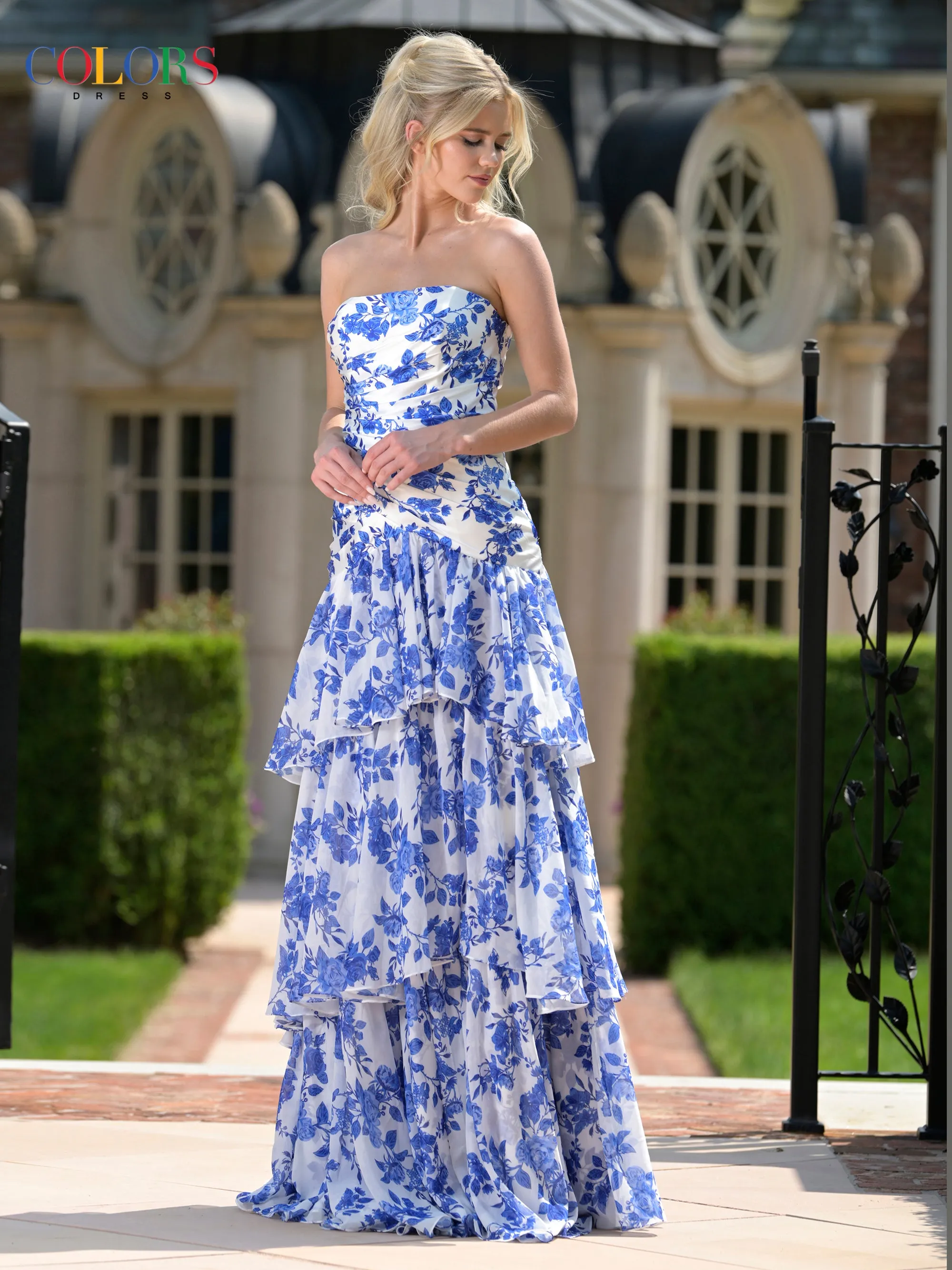 Colors Dress 3888 Strapless Ruffle Skirt Evening Gown sold by The Gown Galleria