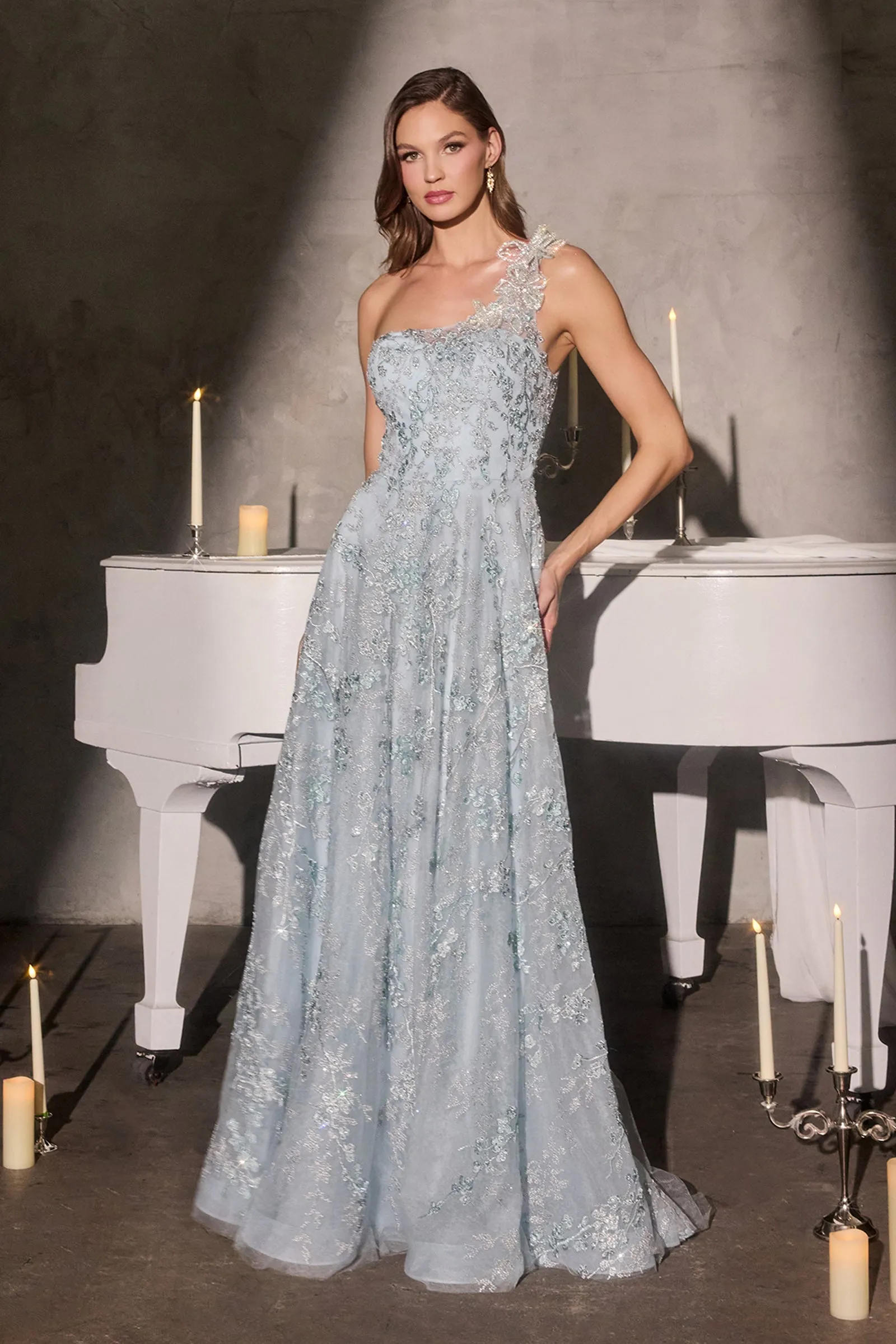 Cinderella Divine J909 A-Line Evening Gown with One-Shoulder Neckline sold by The Gown Galleria product image thumbnail 5