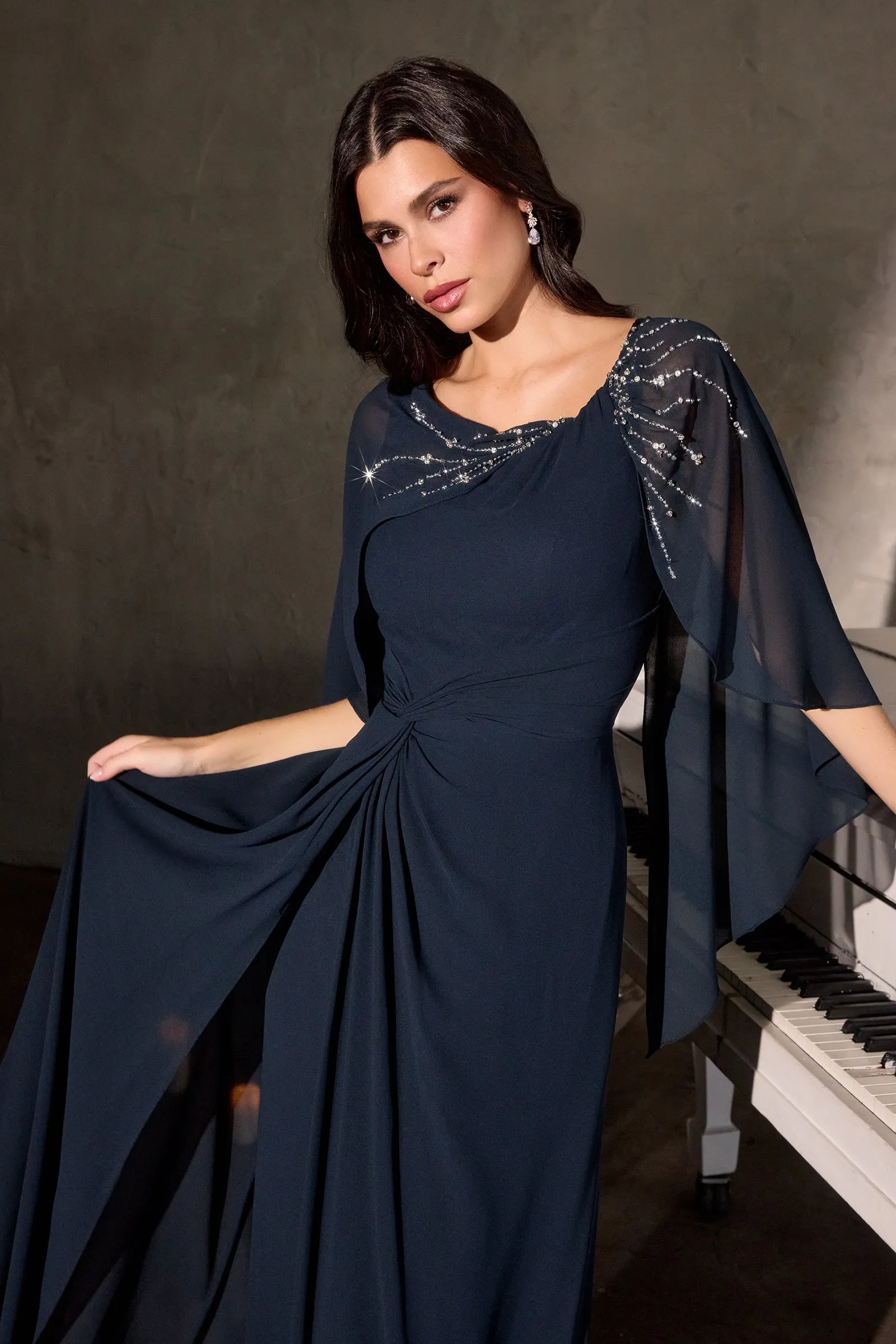 Cinderella Divine CR884 Evening Gown with Cape Sleeves sold by The Gown Galleria product image thumbnail 3