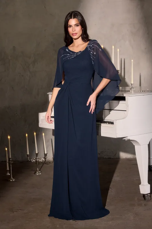 Cinderella Divine CR884 Evening Gown with Cape Sleeves made by The Gown Galleria