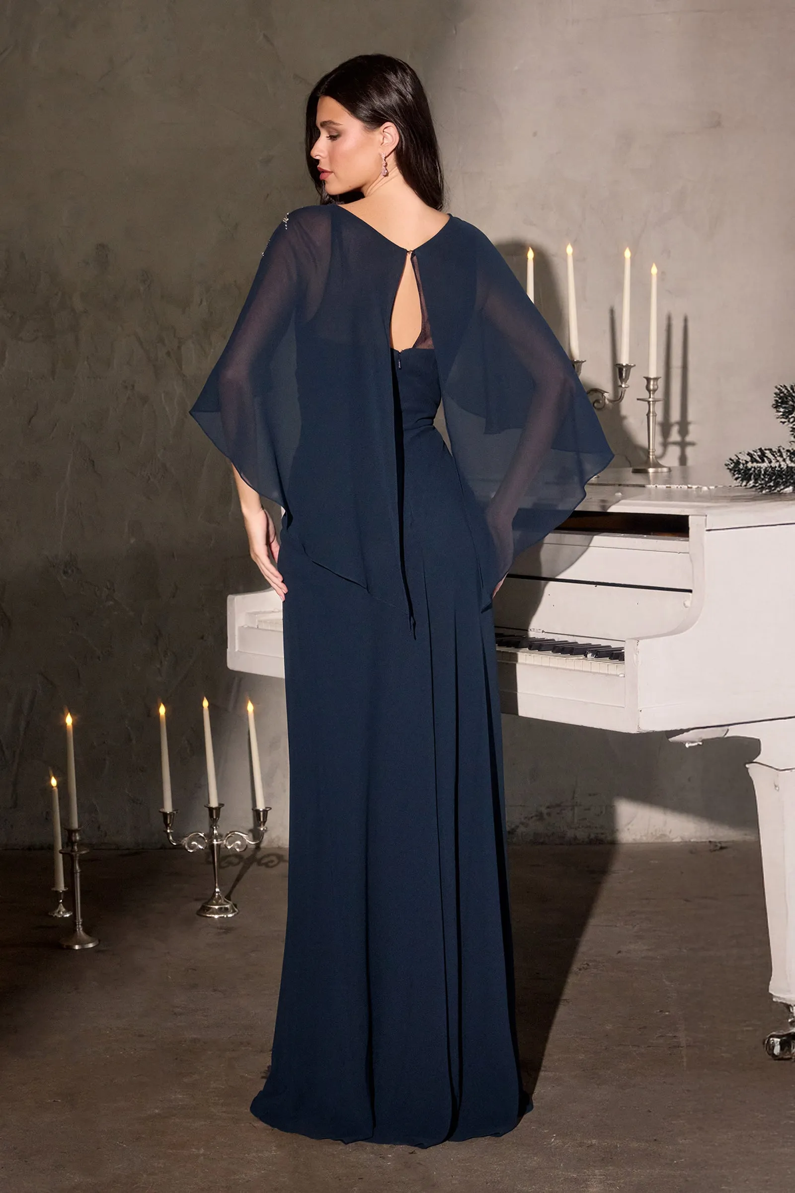 Cinderella Divine CR884 Evening Gown with Cape Sleeves sold by The Gown Galleria product image thumbnail 2