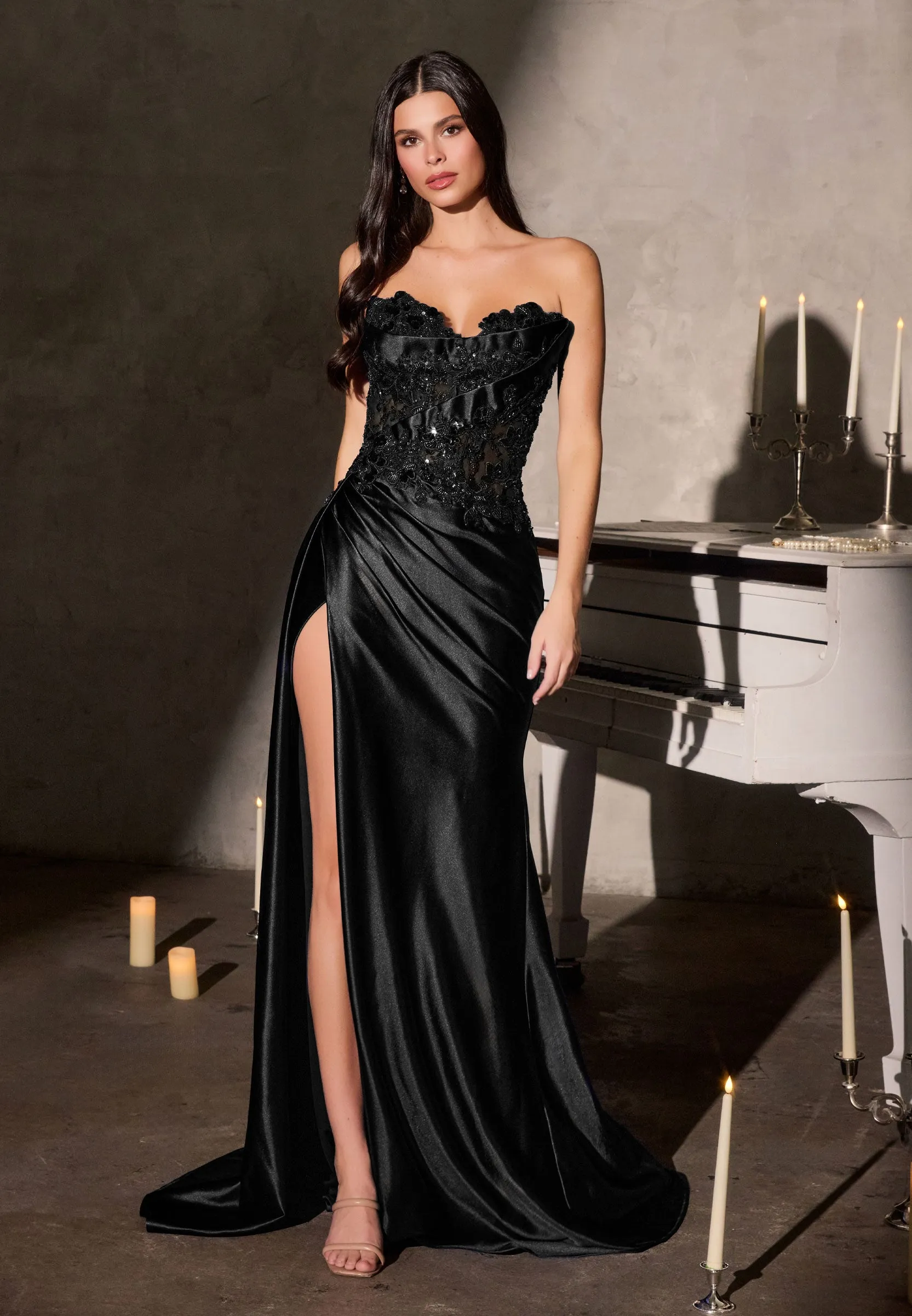 Cinderella Divine CDS567 Strapless Evening Gown with High Slit sold by The Gown Galleria product image thumbnail 3
