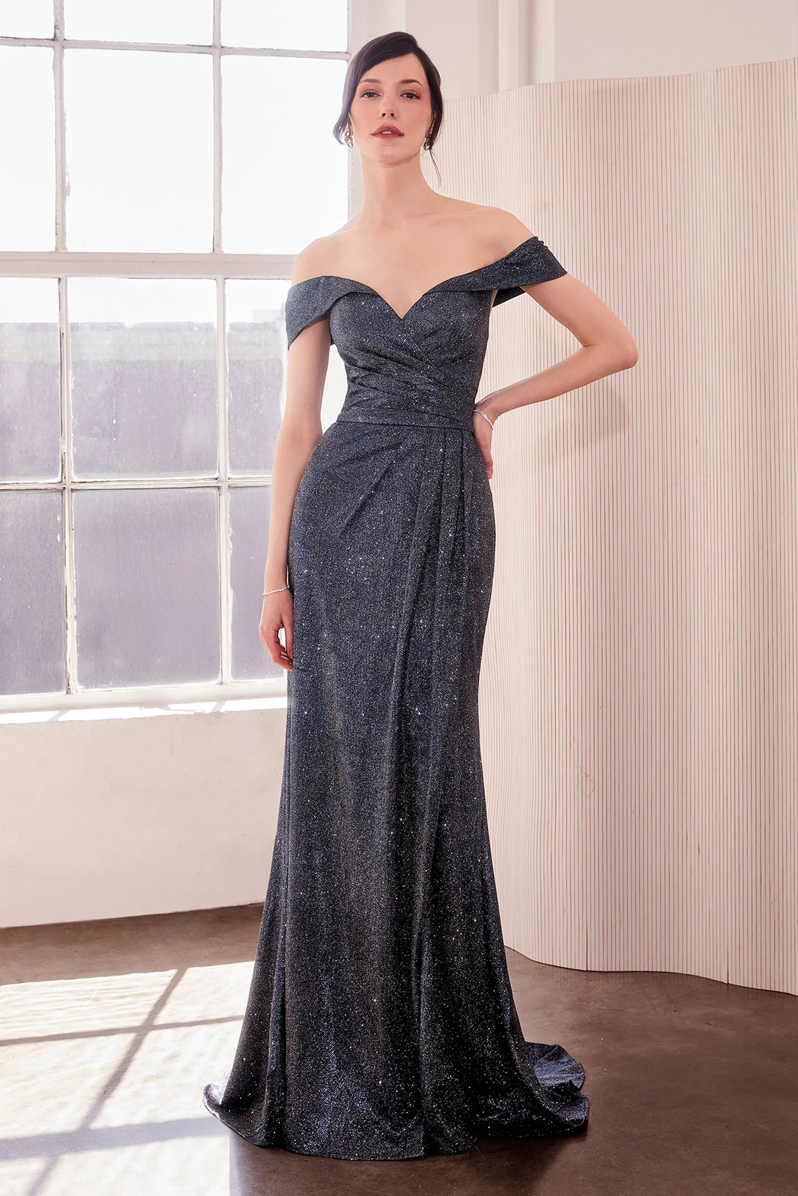 Amoris T605 Evening Gown Off-the-Shoulder Iridescent Fabric sold by The Gown Galleria product image thumbnail 5
