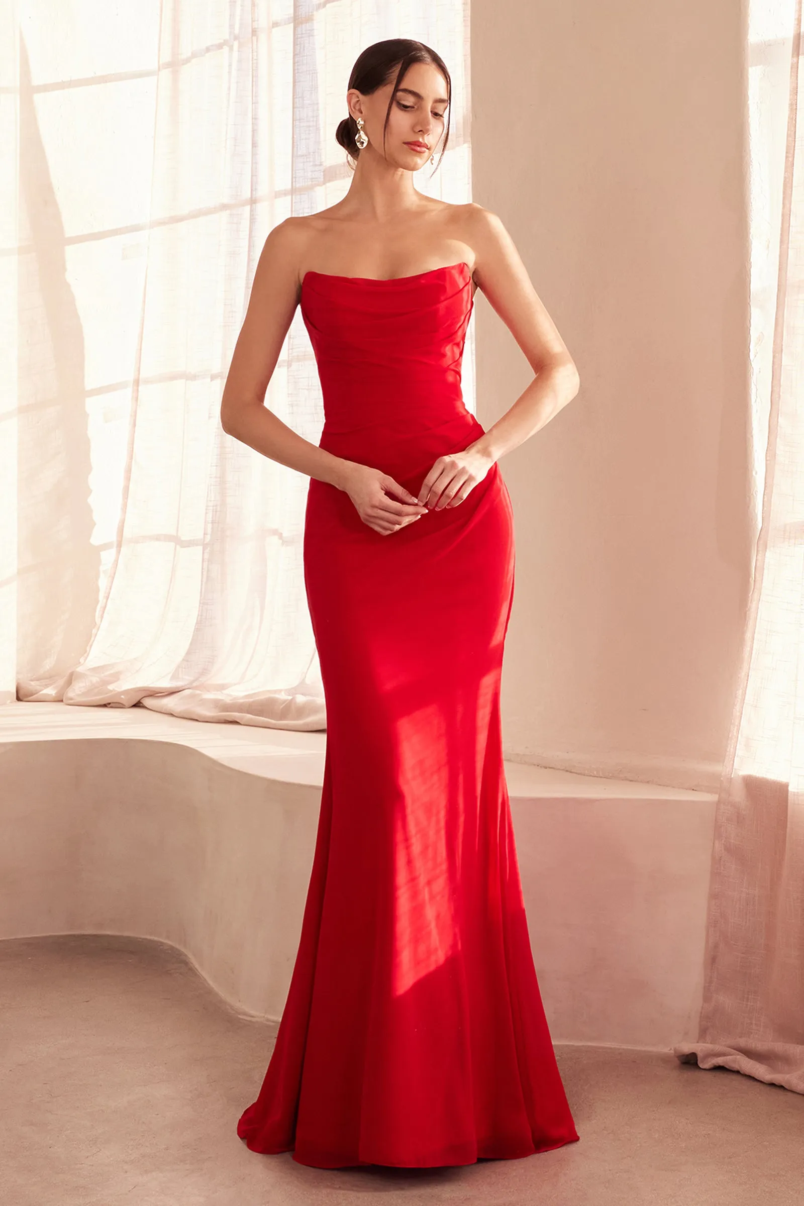 Amoris T702 Strapless Fitted Evening Gown in Draped Chiffon sold by The Gown Galleria product image thumbnail 5