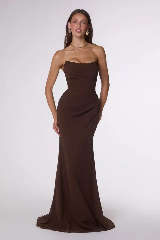 Amoris T702 Strapless Fitted Evening Gown in Draped Chiffon made by The Gown Galleria