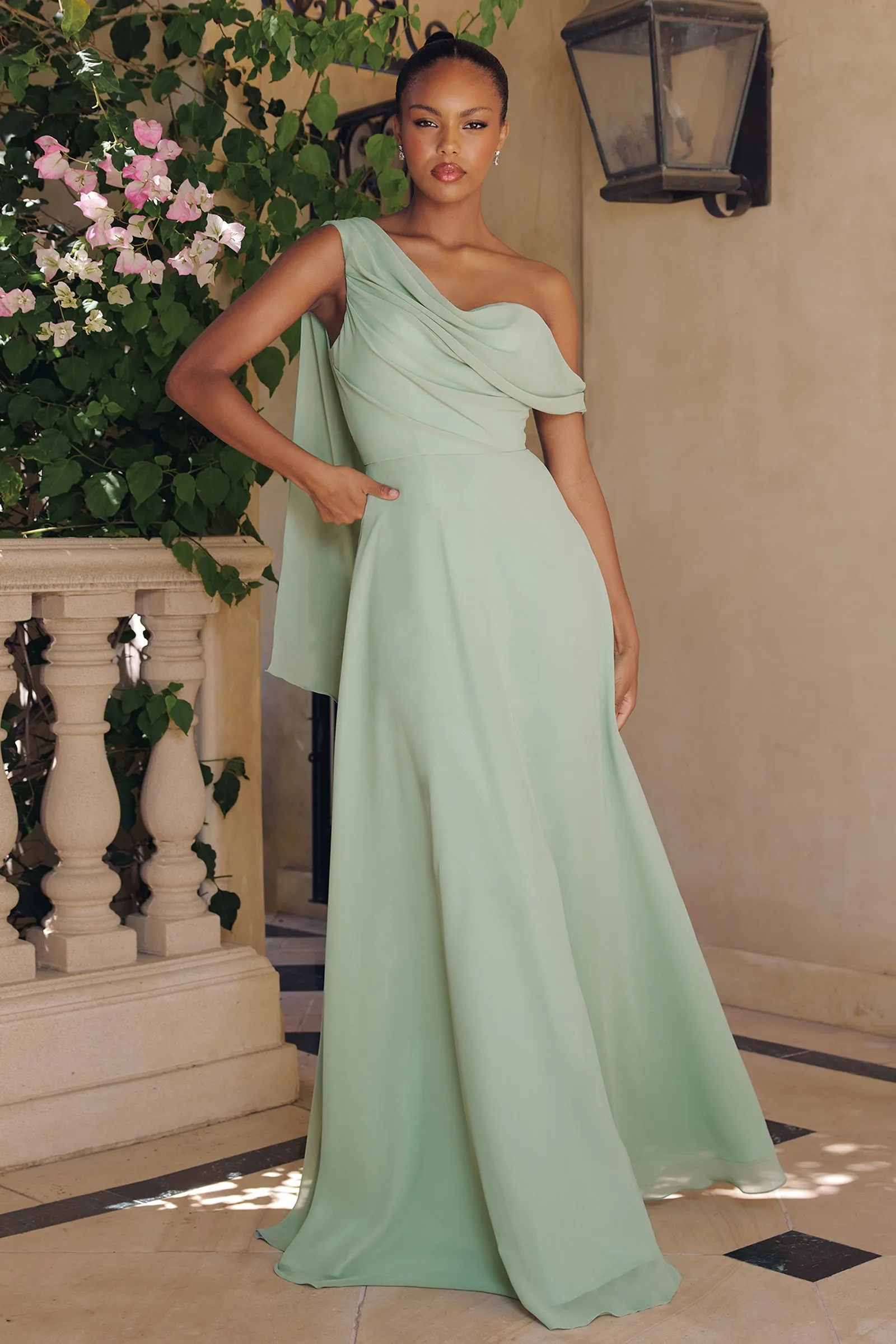 Amoris T716 One-Shoulder Chiffon Evening Gown for Weddings sold by The Gown Galleria product image thumbnail 5