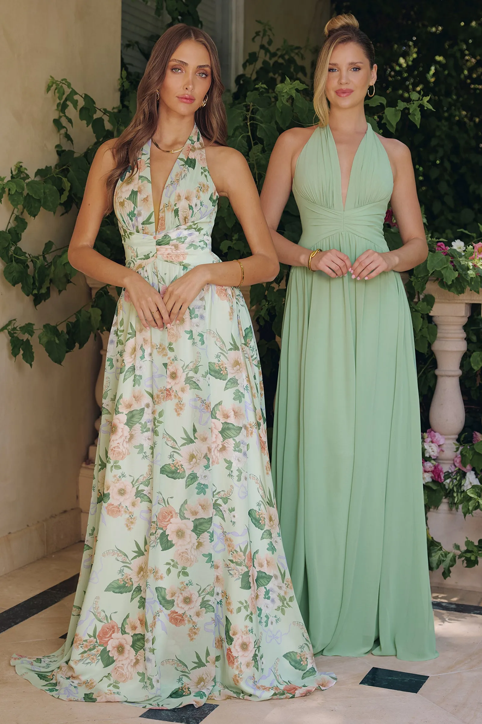 Amoris T719 Floral A-Line Evening Gown with Plunging Neckline sold by The Gown Galleria