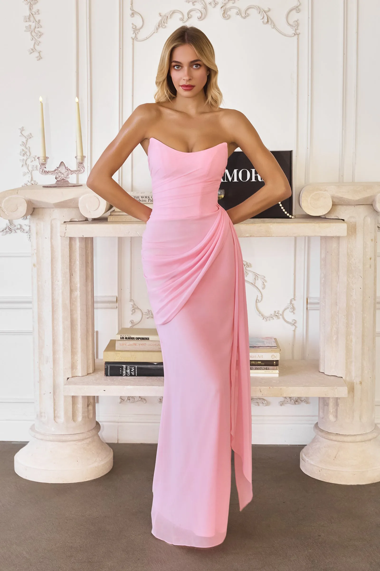 Amoris T726 Evening Gown with Strapless Neckline in Chiffon sold by The Gown Galleria product image thumbnail 4