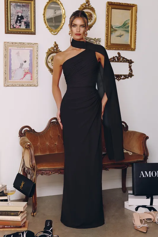 Amoris T730 One-Shoulder Evening Gown in Chiffon made by The Gown Galleria