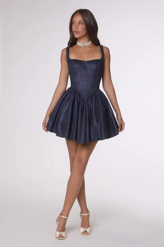 Amoris T738 Fit-and-Flare Square Neckline Mini Cocktail Dress made by The Gown Galleria