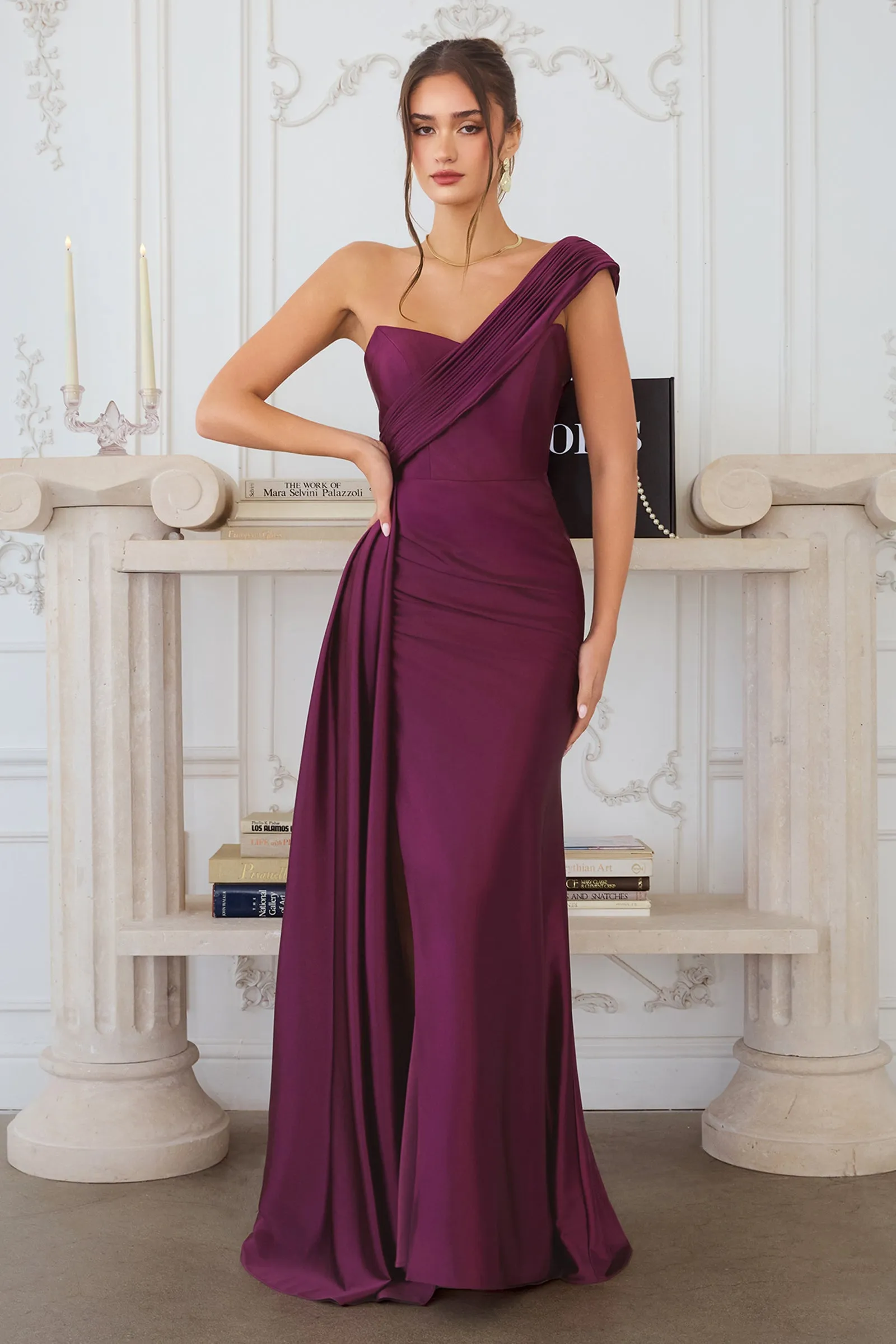 Amoris T817 One-Shoulder Satin Evening Gown with Fitted Silhouette sold by The Gown Galleria product image thumbnail 2