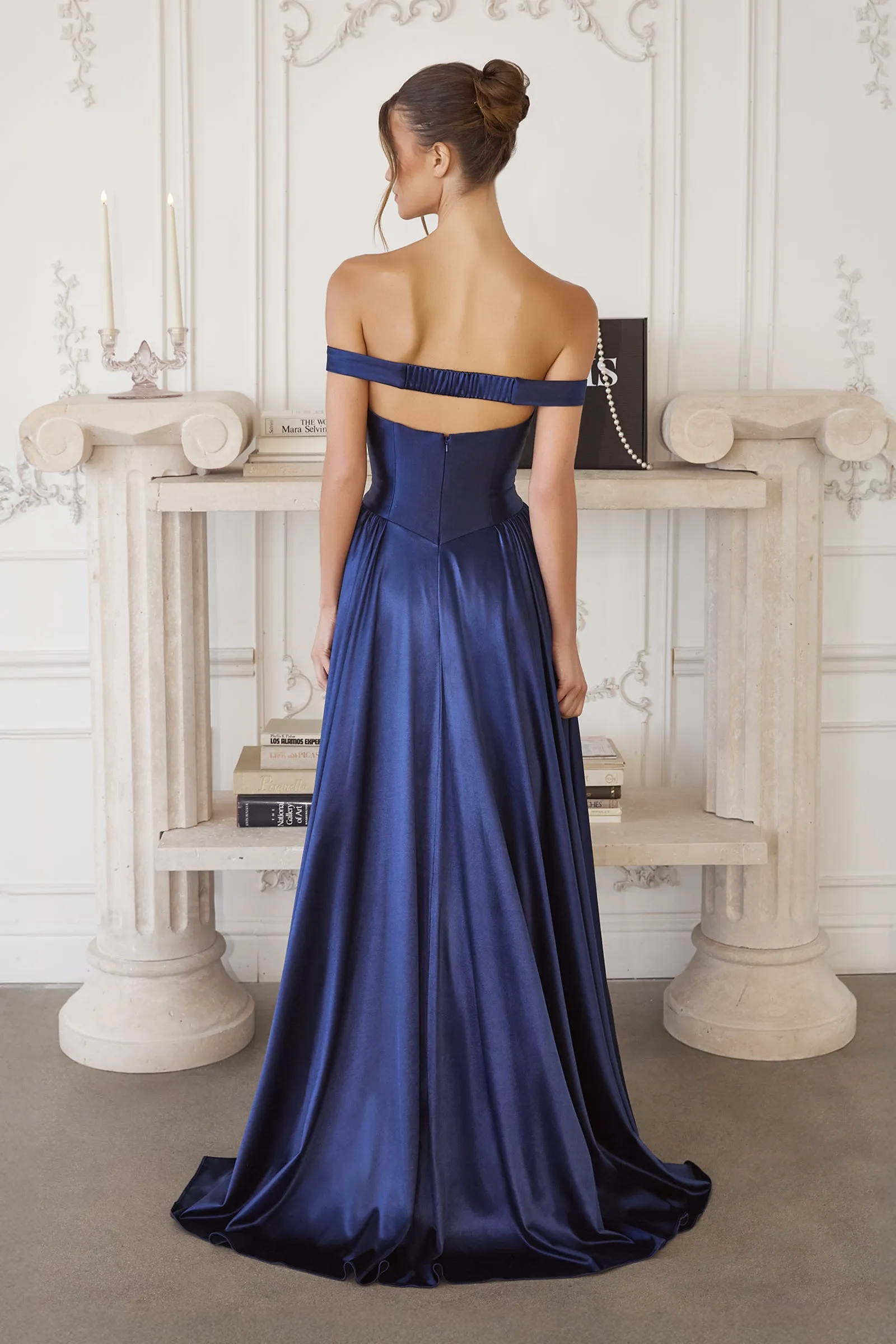 Amoris T821 Evening Gown Off-the-Shoulder Satin Silhouette sold by The Gown Galleria product image thumbnail 5