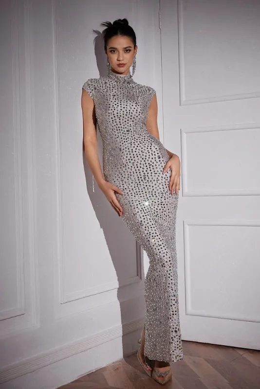 Lyrah Rhinestone Maxi- Ivory sold by Angel Lane